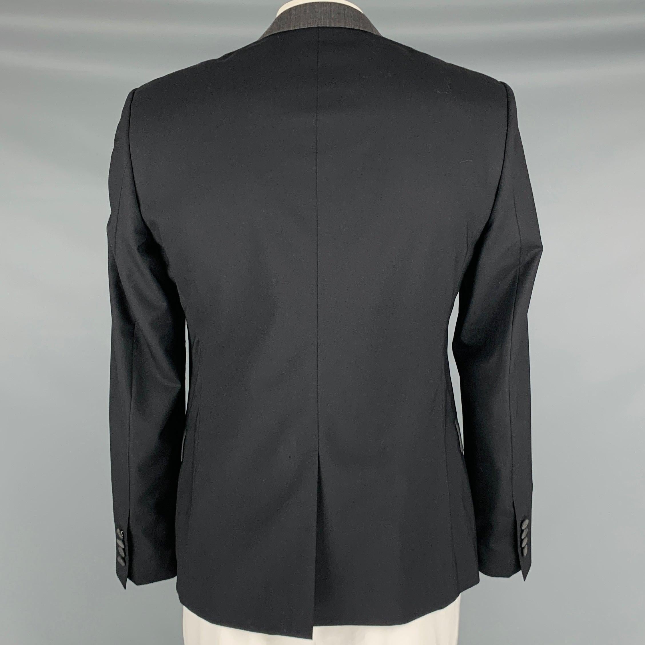 Men's DOLCE & GABBANA Size 42 Black Grey Wool Blend Sport Coat For Sale