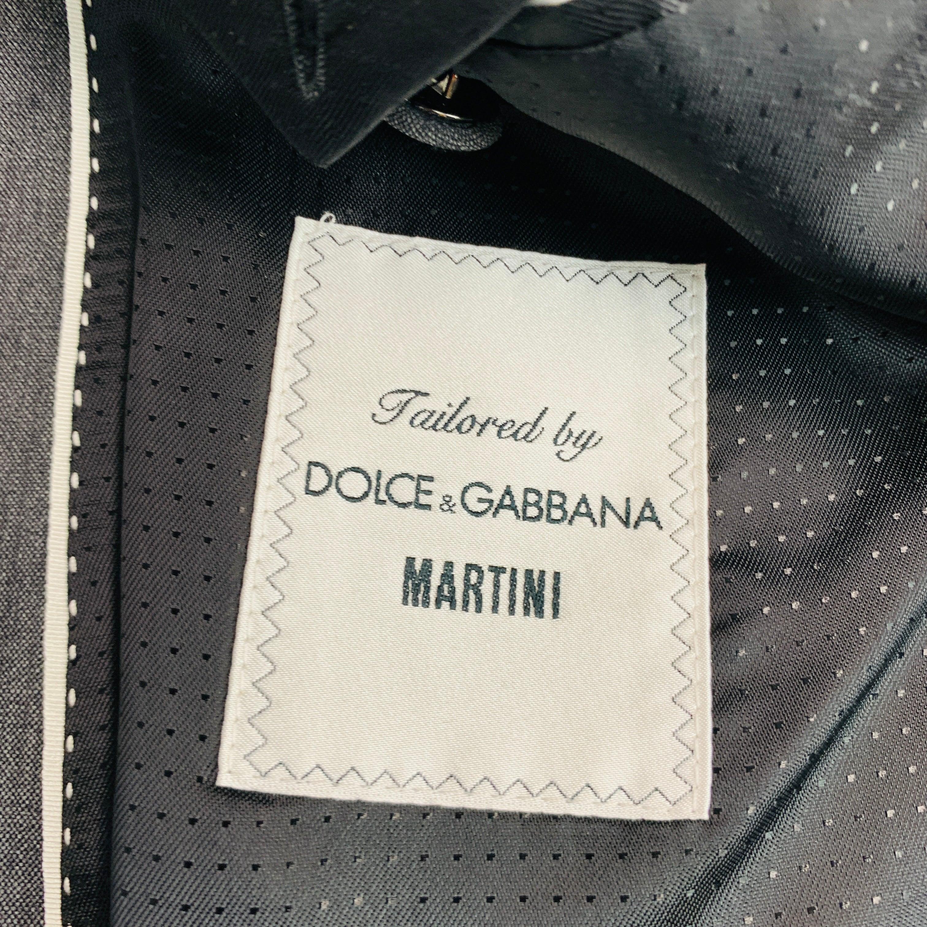 DOLCE & GABBANA Size 42 Black Grey Wool Blend Sport Coat For Sale 3
