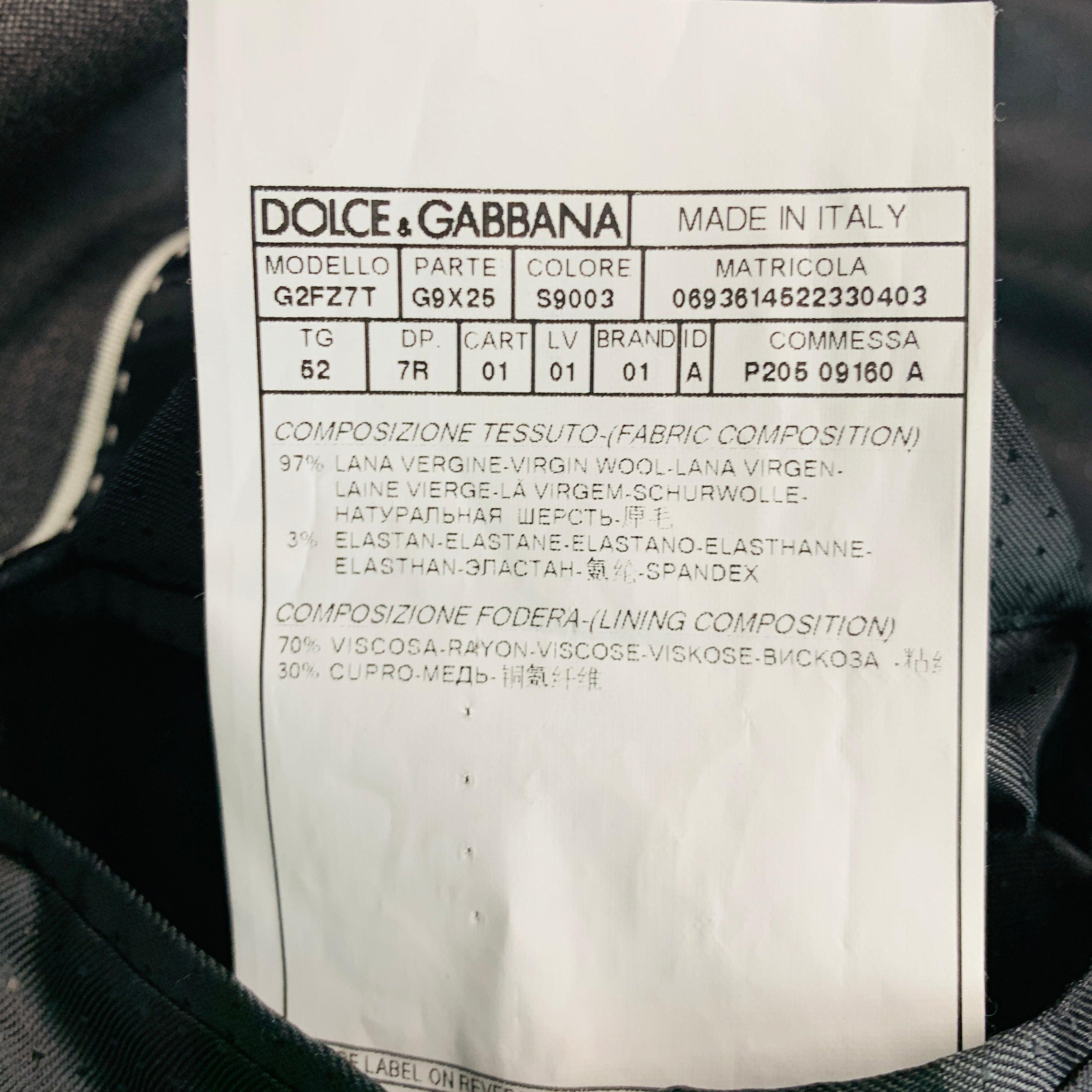 DOLCE & GABBANA Size 42 Black Grey Wool Blend Sport Coat For Sale 4