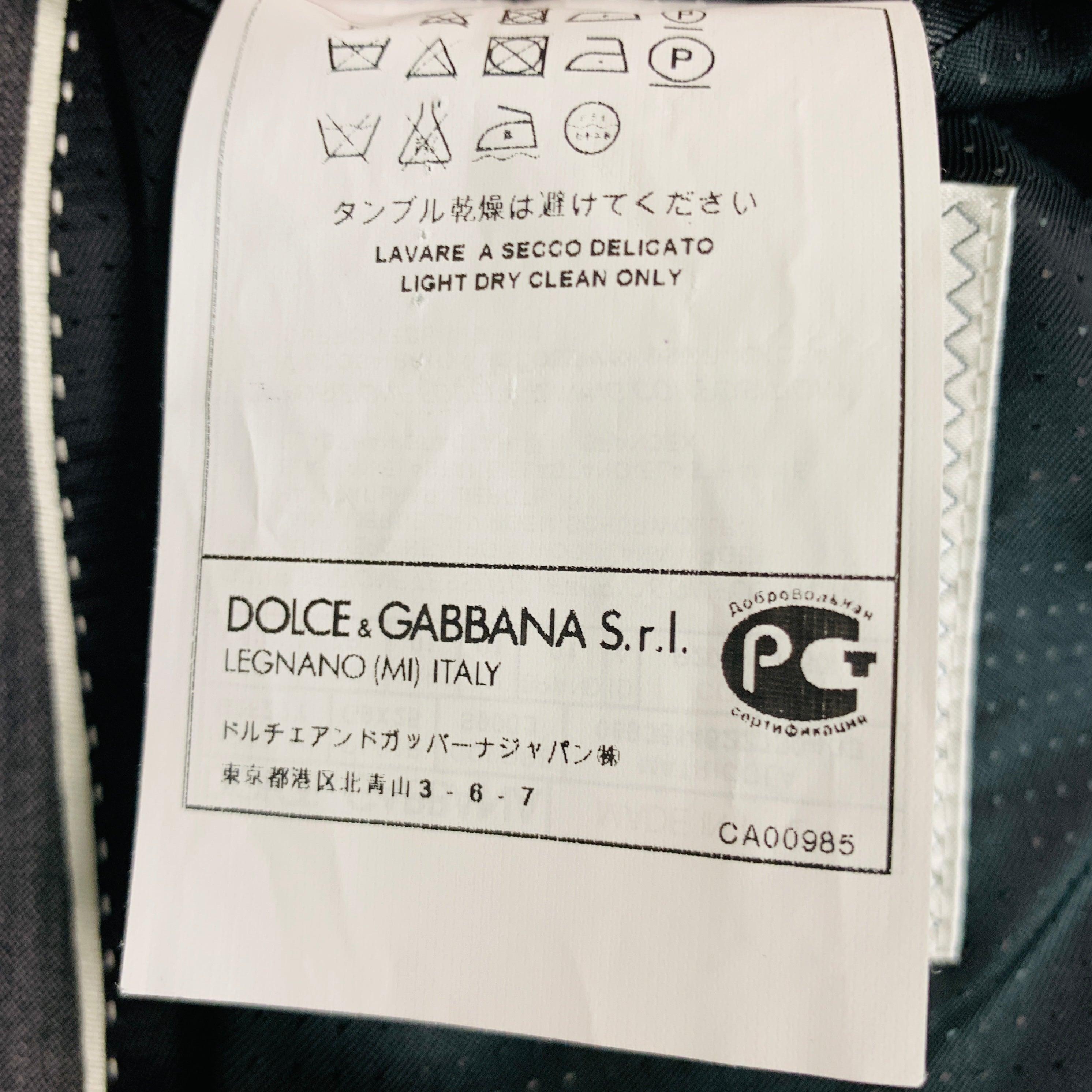 DOLCE & GABBANA Size 42 Black Grey Wool Blend Sport Coat For Sale 5