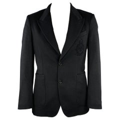 DOLCE & GABBANA Size 42 Black Herringbone Viscose Blend Sport Coat