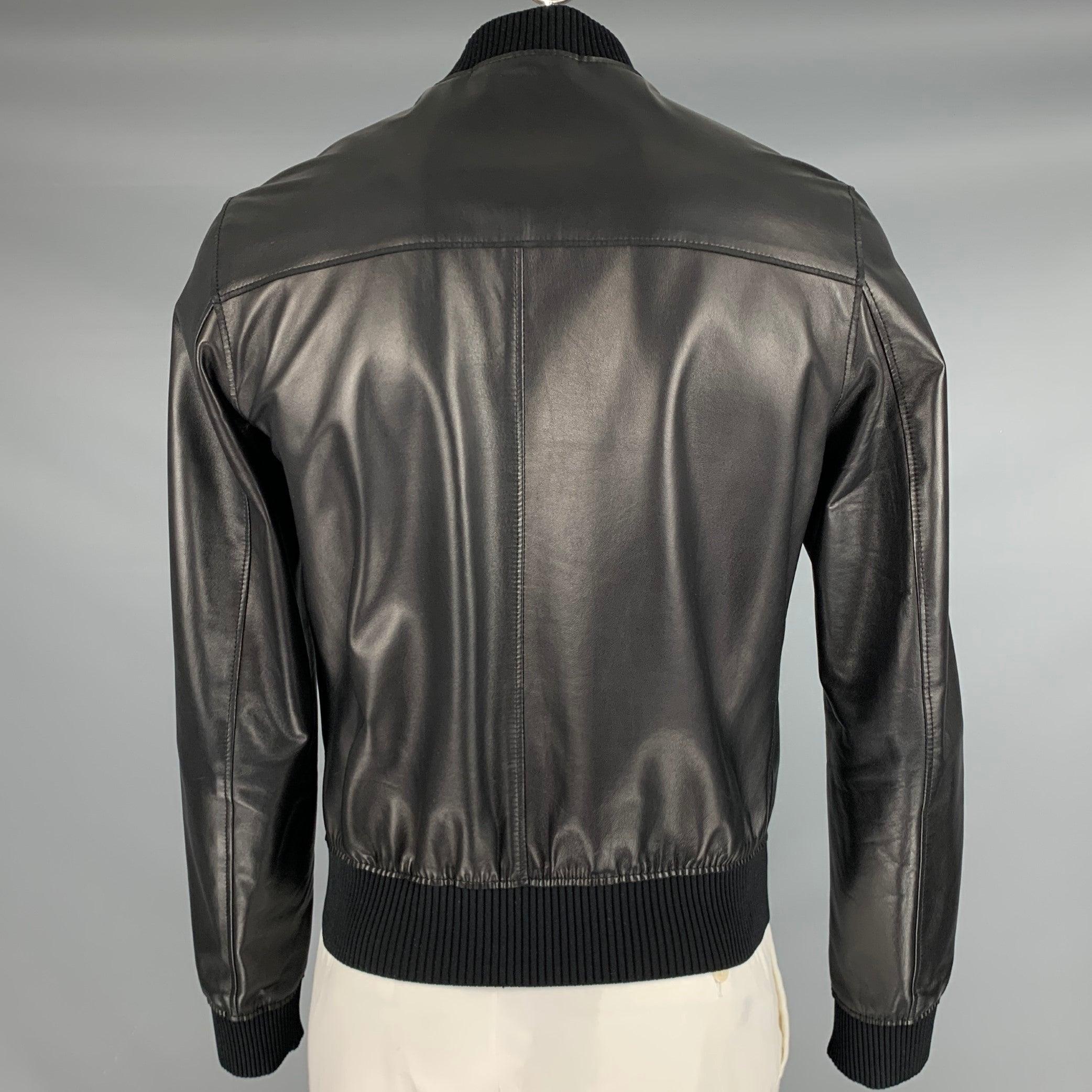 Nero DOLCE & GABBANA - Bomber in pelle di agnello nera taglia 42