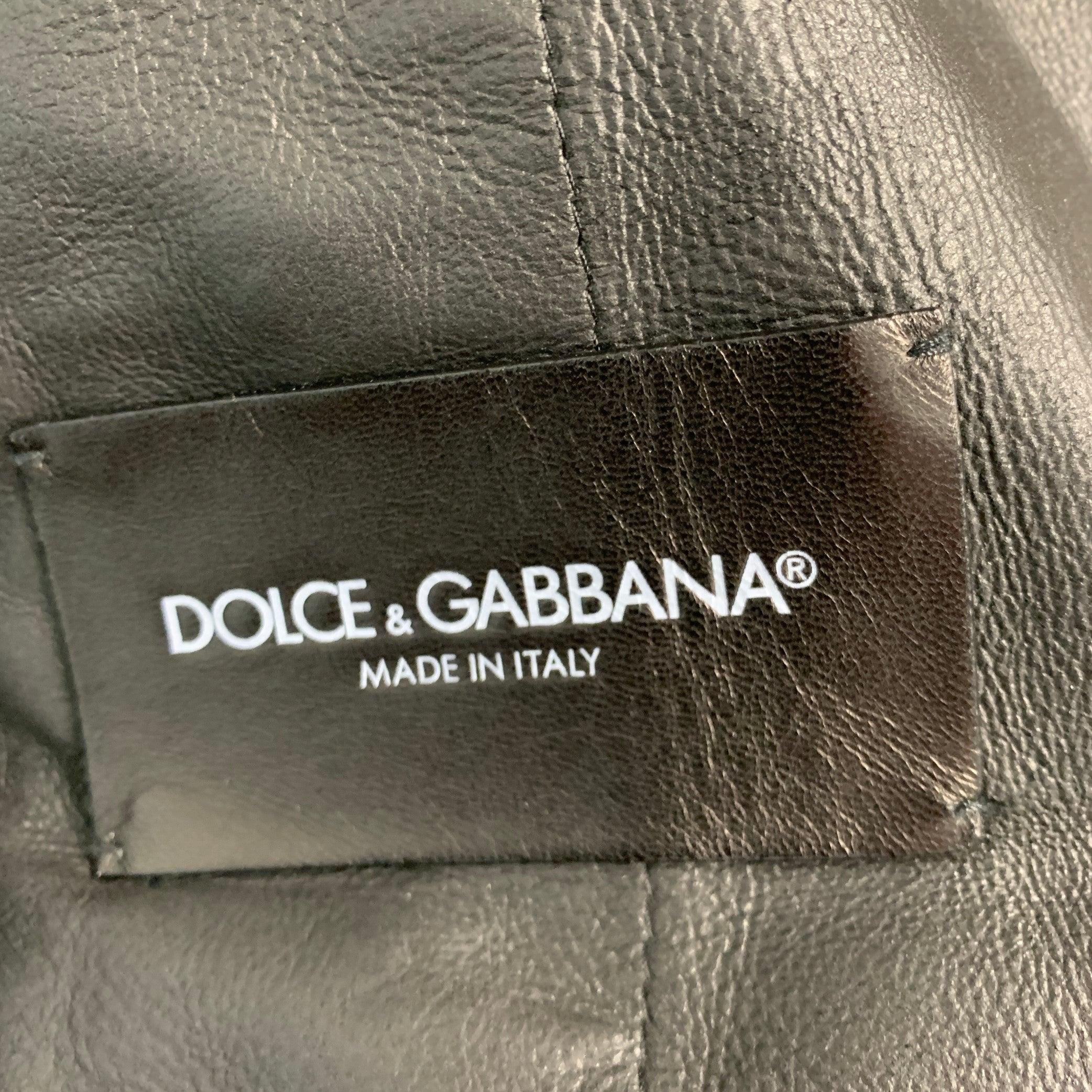 DOLCE & GABBANA - Bomber in pelle di agnello nera taglia 42 2
