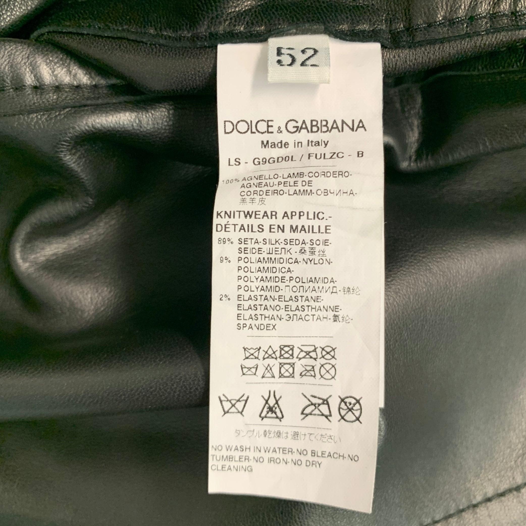DOLCE & GABBANA - Bomber in pelle di agnello nera taglia 42 3