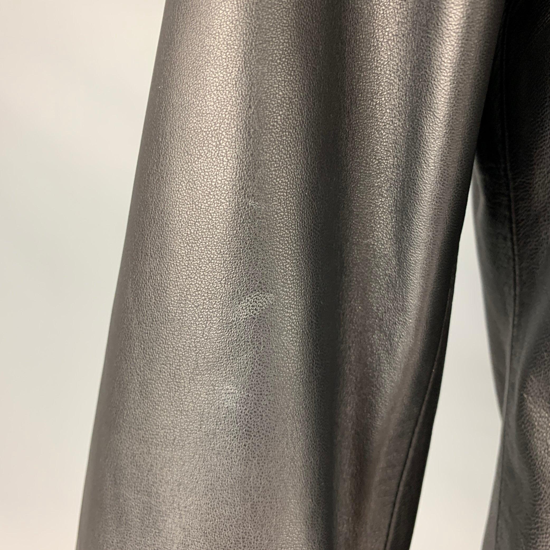 DOLCE & GABBANA Giacca con cappuccio in pelle di agnello nera taglia 42 In condizioni buone in vendita a San Francisco, CA