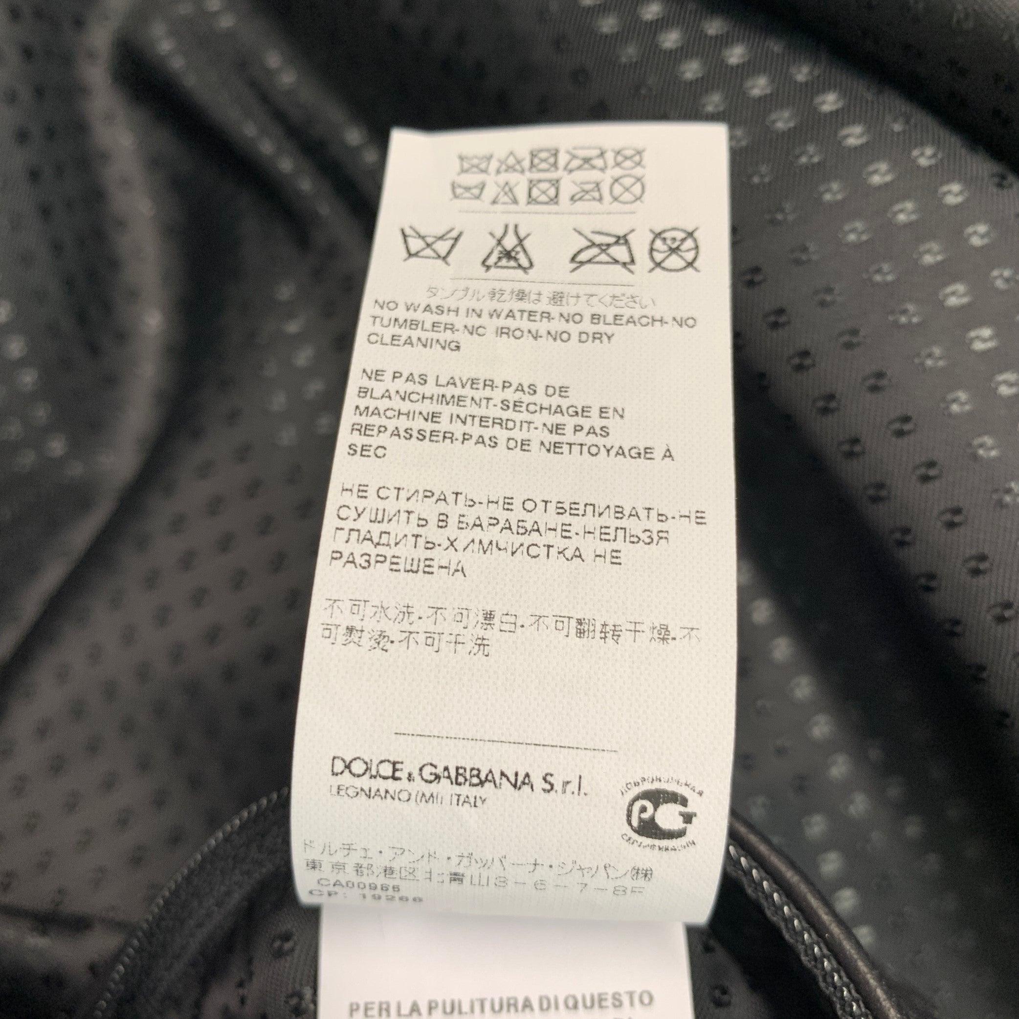DOLCE & GABBANA Giacca con cappuccio in pelle di agnello nera taglia 42 in vendita 2