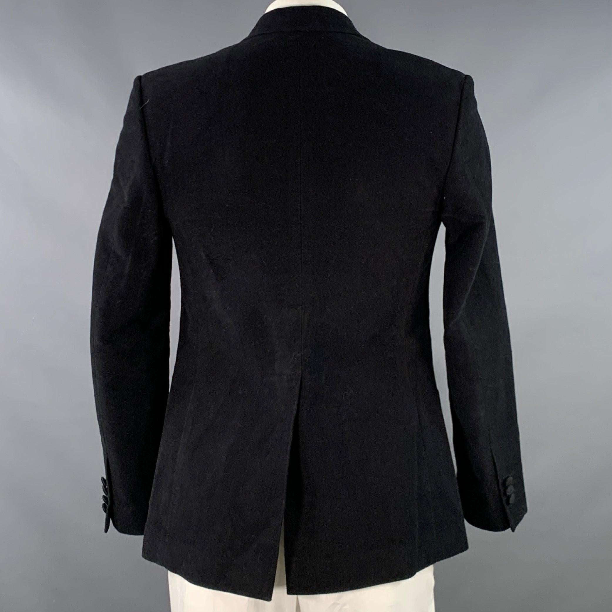 Men's DOLCE & GABBANA Size 42 Black Moleskin Cotton Blend Sport Coat For Sale