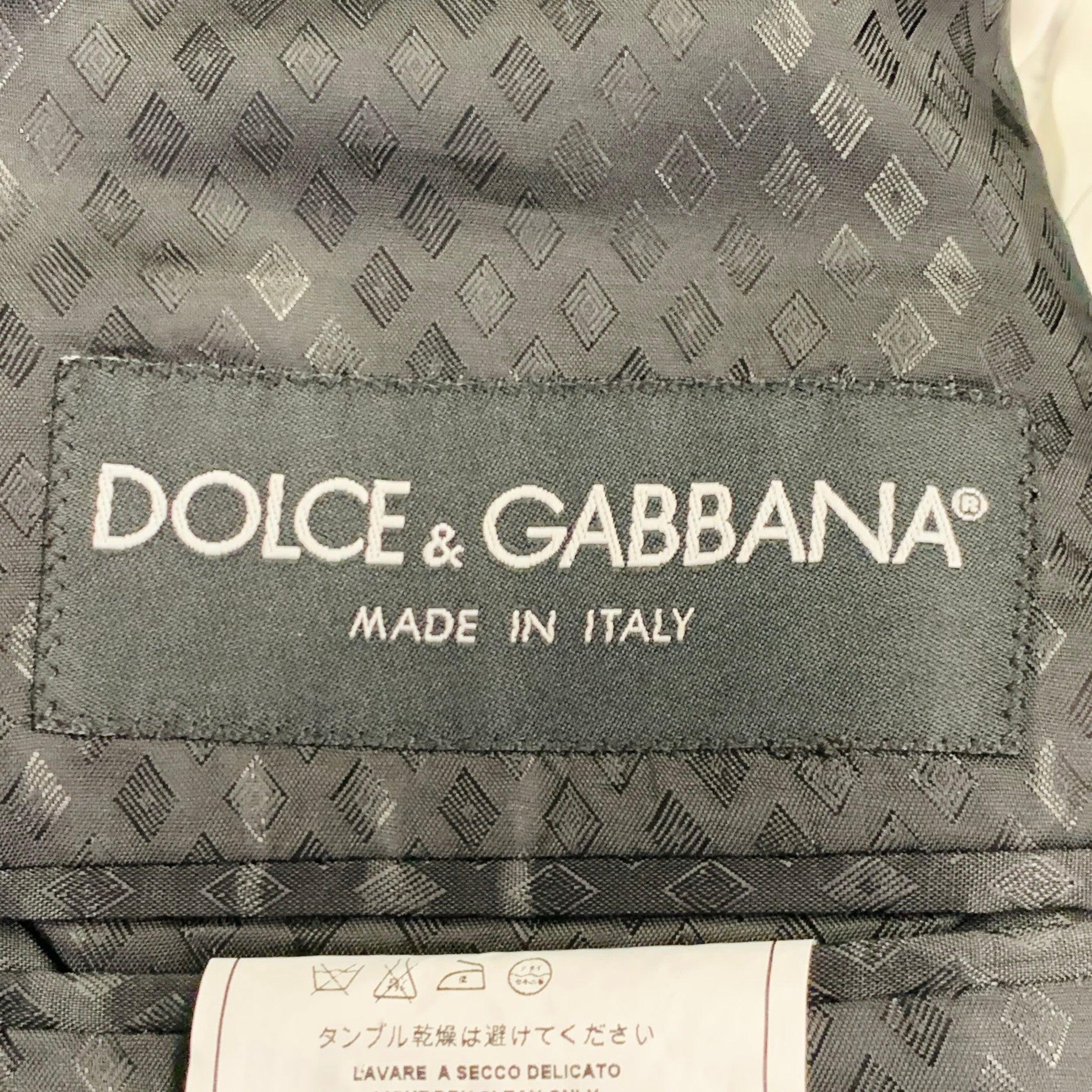 DOLCE & GABBANA Size 42 Black Moleskin Cotton Blend Sport Coat For Sale 2