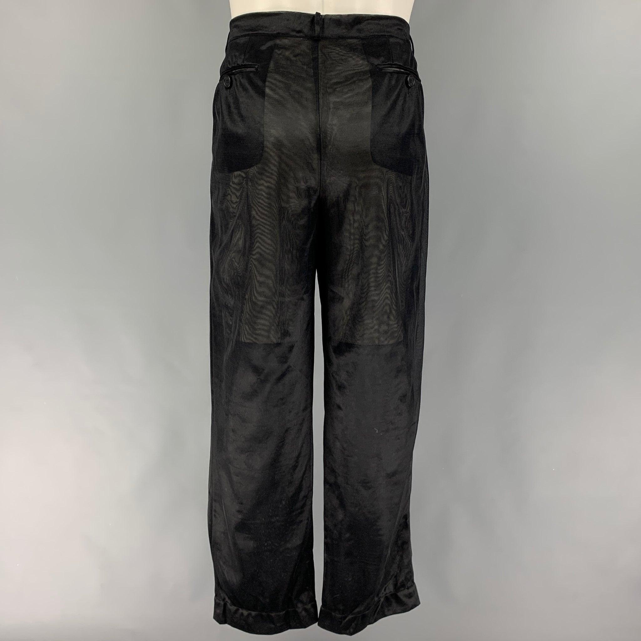 DOLCE & GABBANA Taglia 42 Abito nero con risvolto a punta in poliammide See Through in vendita 1
