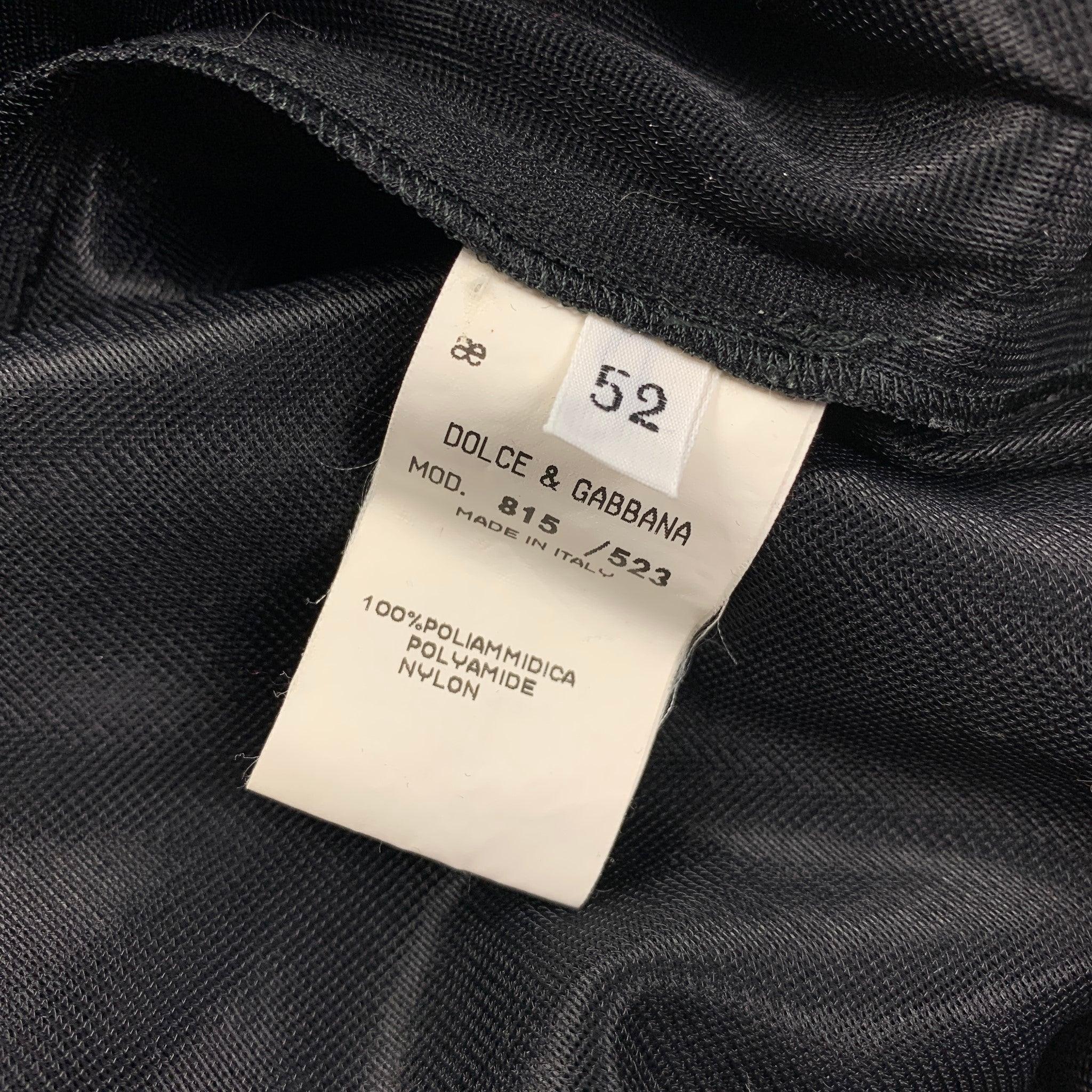 DOLCE & GABBANA Taglia 42 Abito nero con risvolto a punta in poliammide See Through in vendita 3