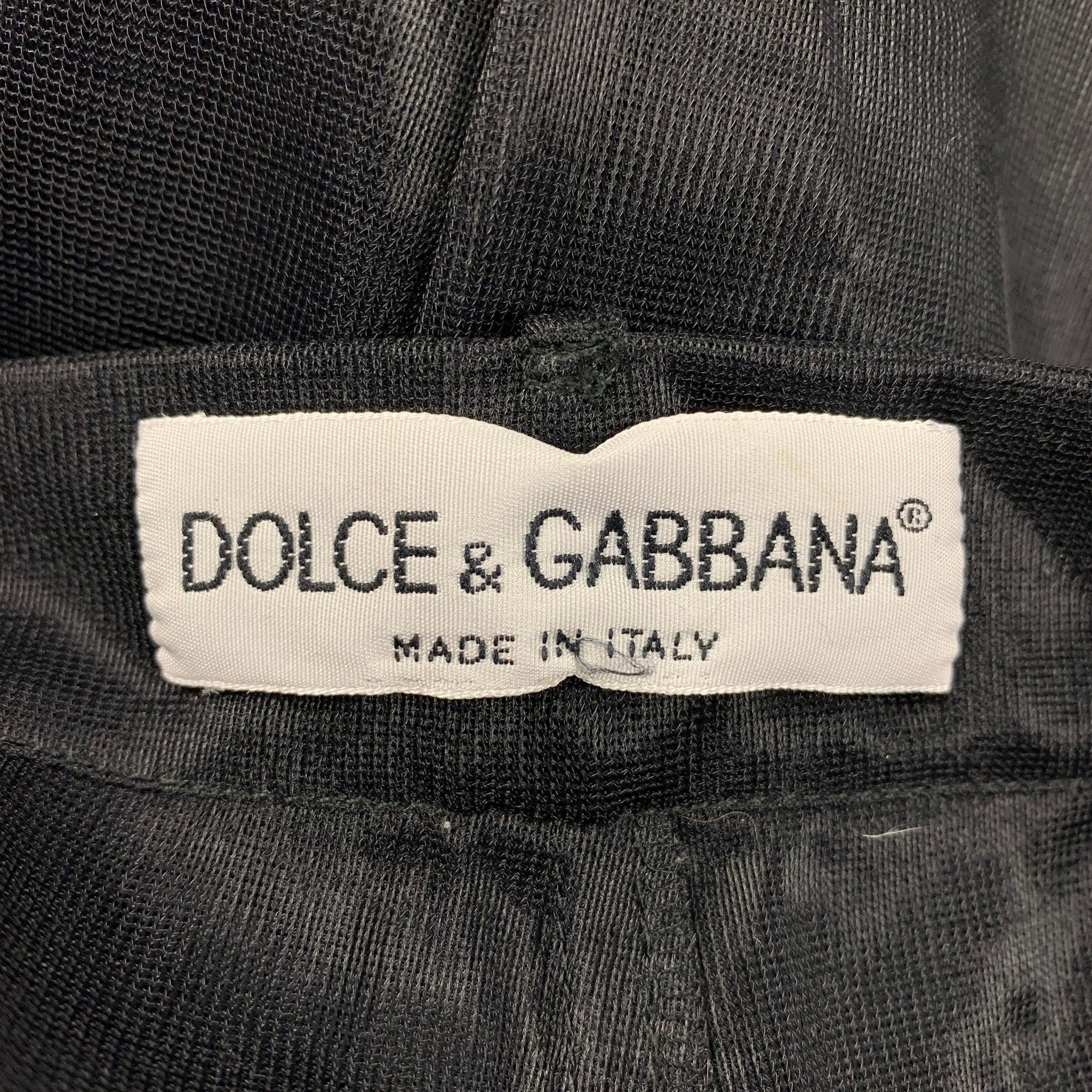DOLCE & GABBANA Taglia 42 Abito nero con risvolto a punta in poliammide See Through in vendita 4