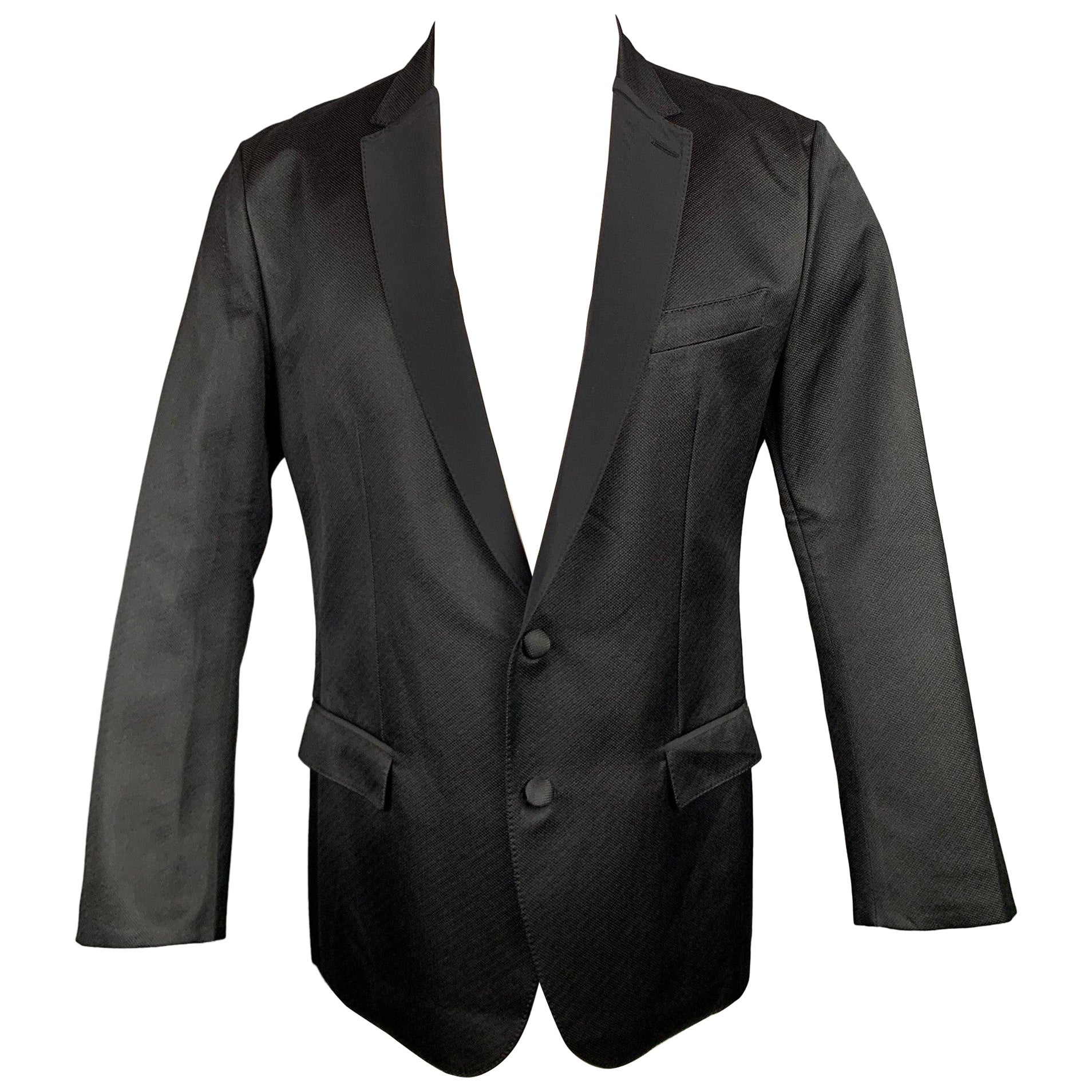 DOLCE & GABBANA Cappotto sportivo con risvolto in seta nera taglia 42