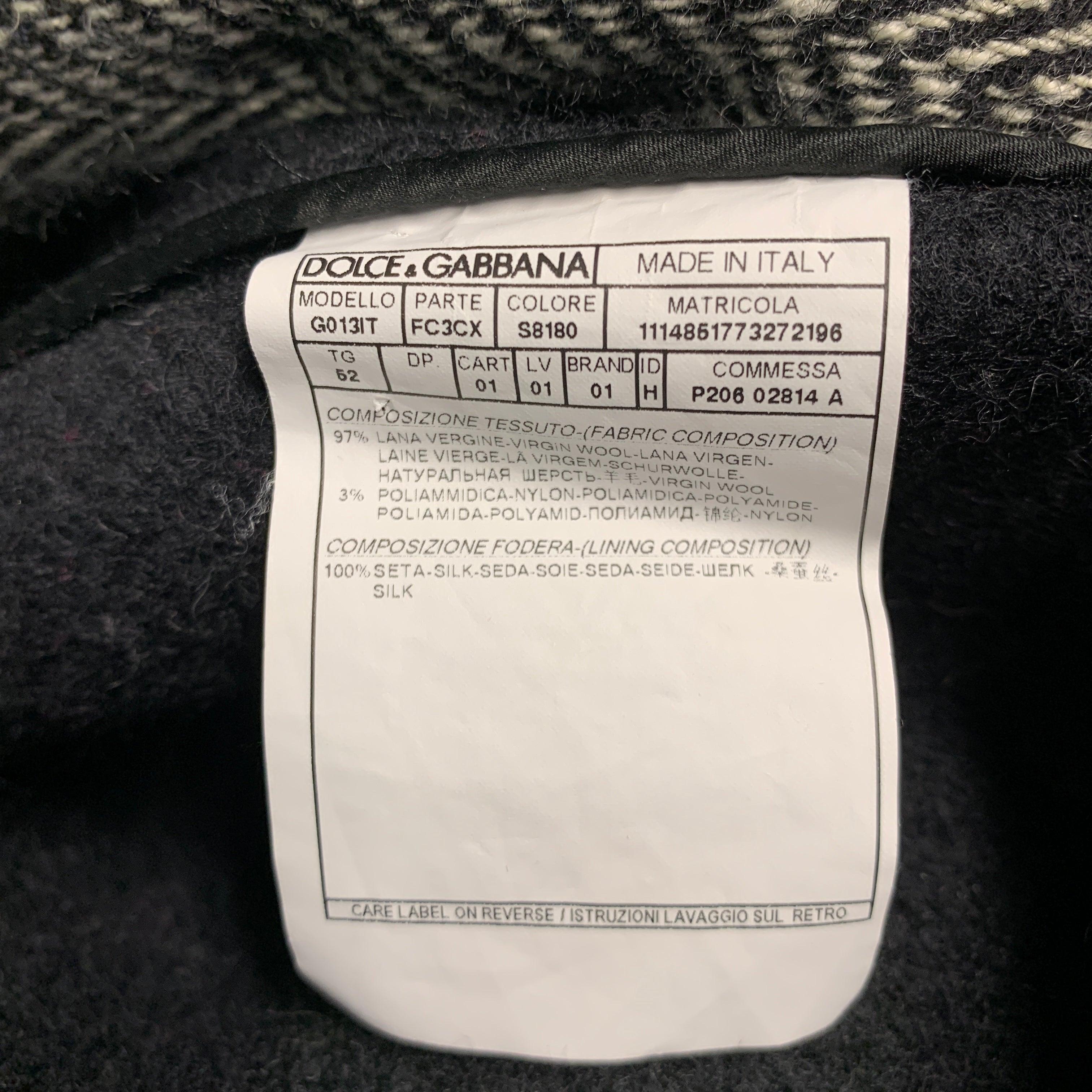 Dolce & Gabbana Taille 42 Manteau en laine mélangée à chevrons noir et blanc en vente 2