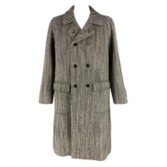 DOLCE & GABBANA Talla 42 Negro Blanco Espiga Abrigo Mezcla Lana