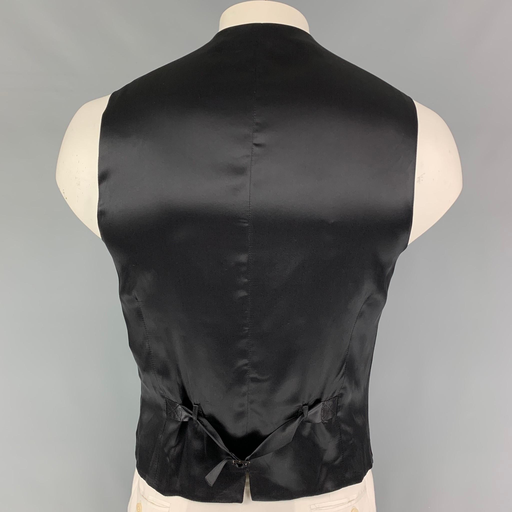 DOLCE and GABBANA Size 42 Black Wool Silk Tuxedo Vest