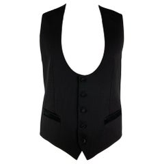 DOLCE 
GABBANA Size 42 Black Wool Silk Tuxedo Vest