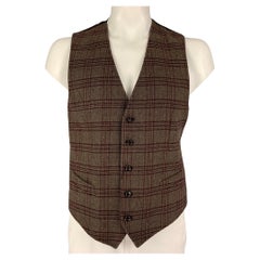 DOLCE & GABBANA Size 42 Brown Burgundy Plaid Wool Blend Vest