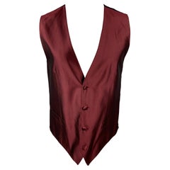 DOLCE & GABBANA Size 42 Burgundy & Black Silk Buttoned Vest