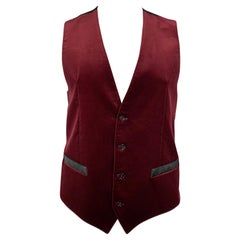 DOLCE & GABBANA Size 42 Burgundy Velvet Cotton / Silk Vest