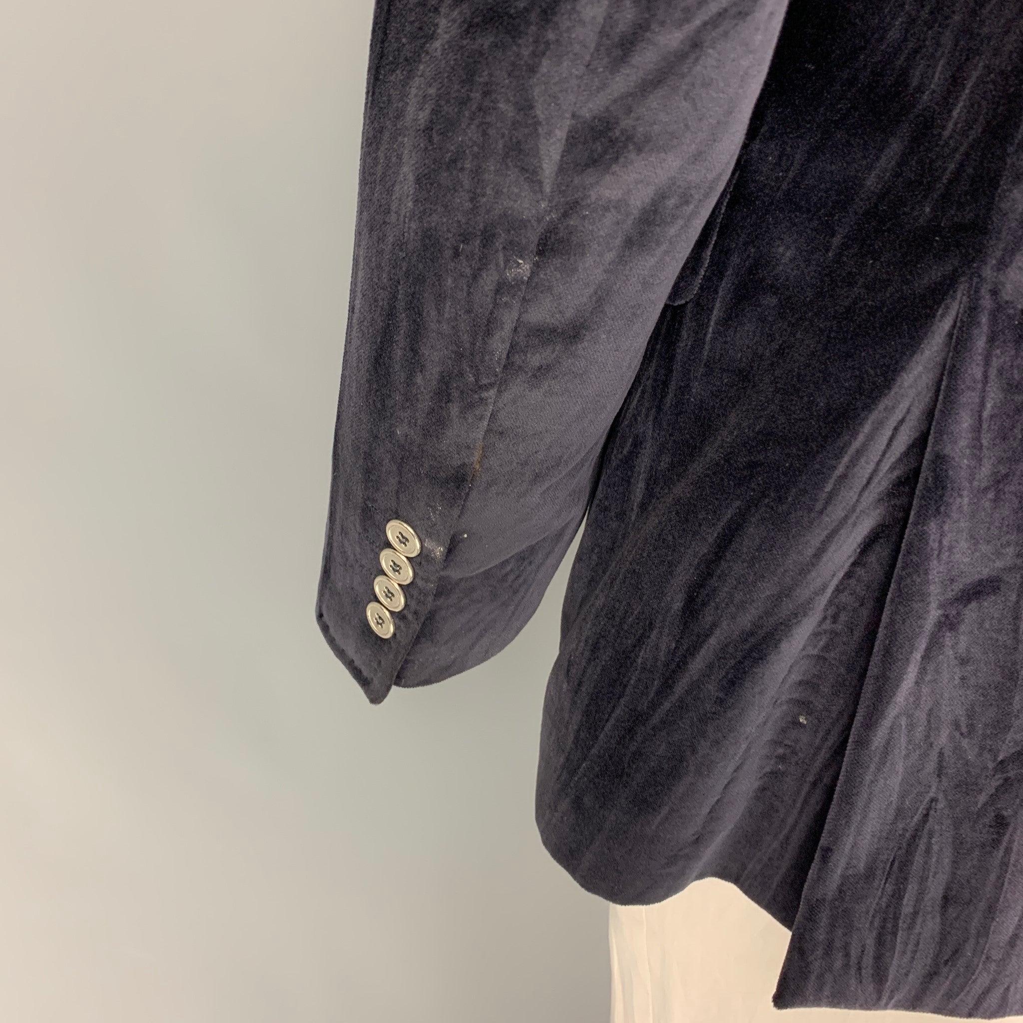 Men's DOLCE & GABBANA Size 42 Dark Purple Cotton Single Button Sport Coat For Sale
