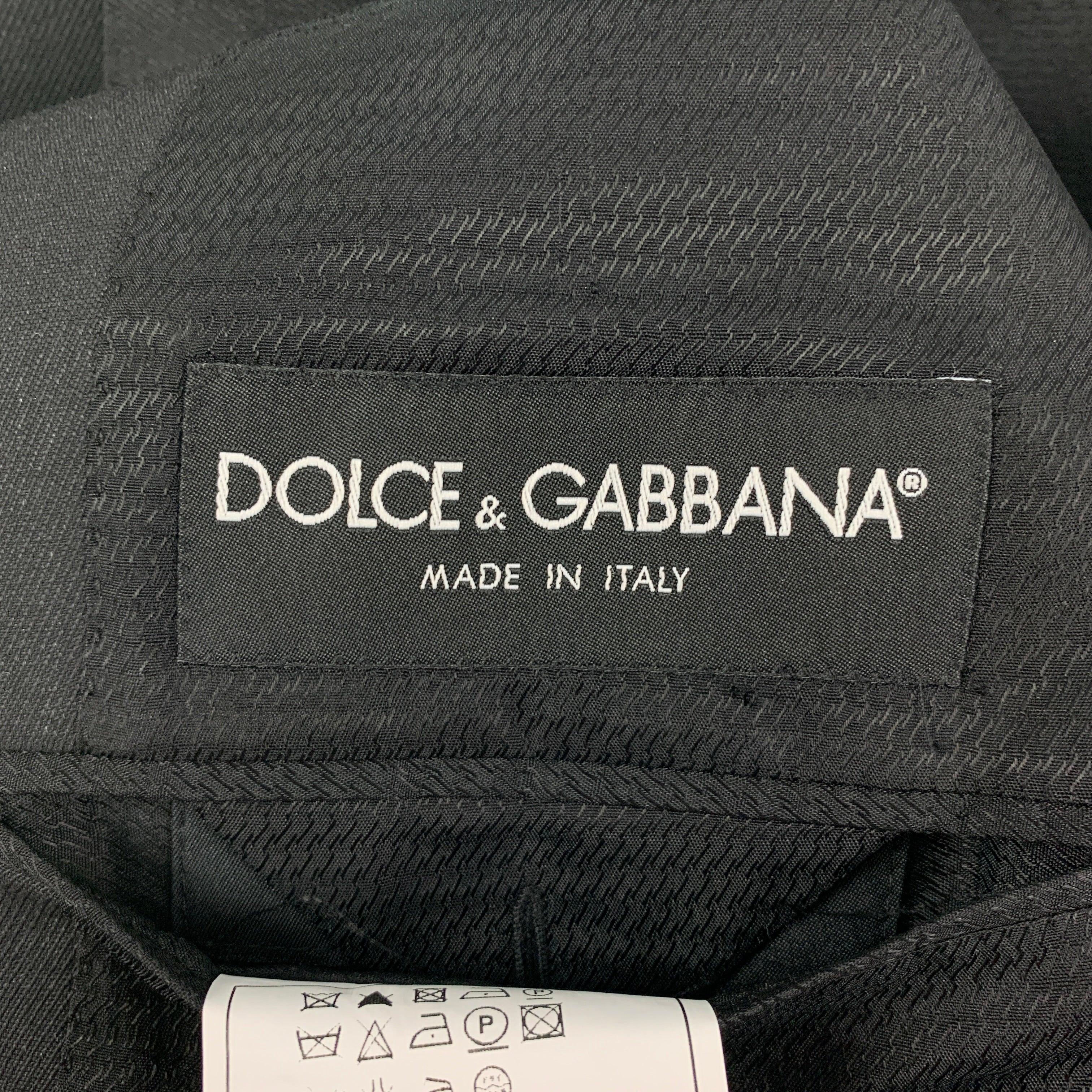 Men's DOLCE & GABBANA Size 42 Grey Charcoal Wool Peak Lapel Sport Coat For Sale