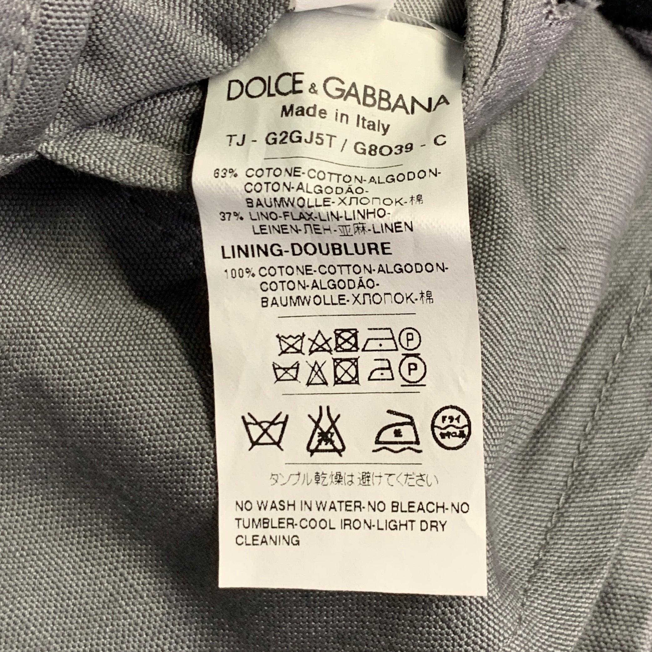 DOLCE & GABBANA Größe 42 Grauer Baumwoll-Leinen-Mantel mit Revers im Angebot 6