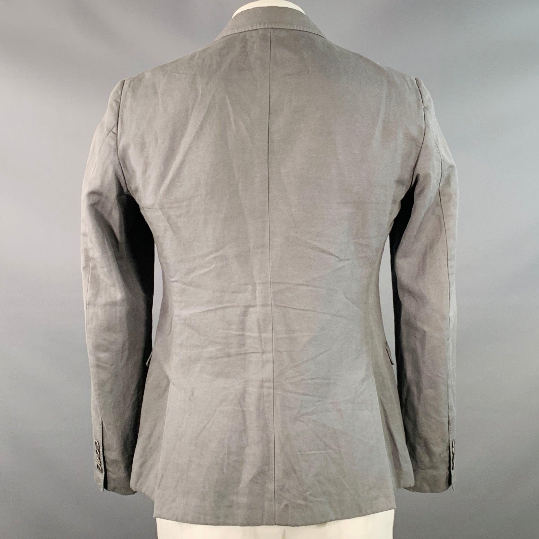 DOLCE & GABBANA Größe 42 Grauer Baumwoll-Leinen-Mantel mit Revers im Zustand „Gut“ im Angebot in San Francisco, CA