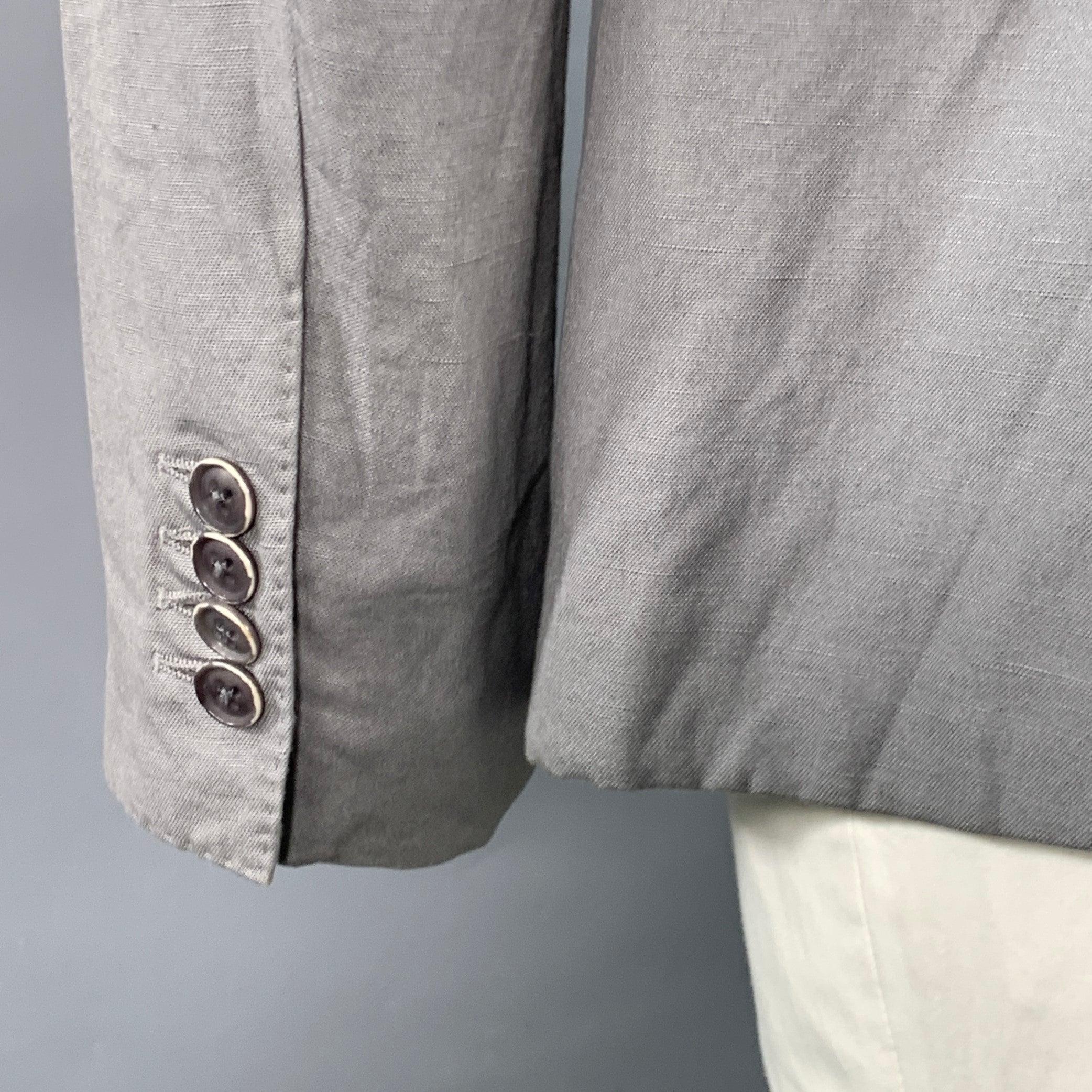 DOLCE & GABBANA Größe 42 Grauer Baumwoll-Leinen-Mantel mit Revers Herren im Angebot