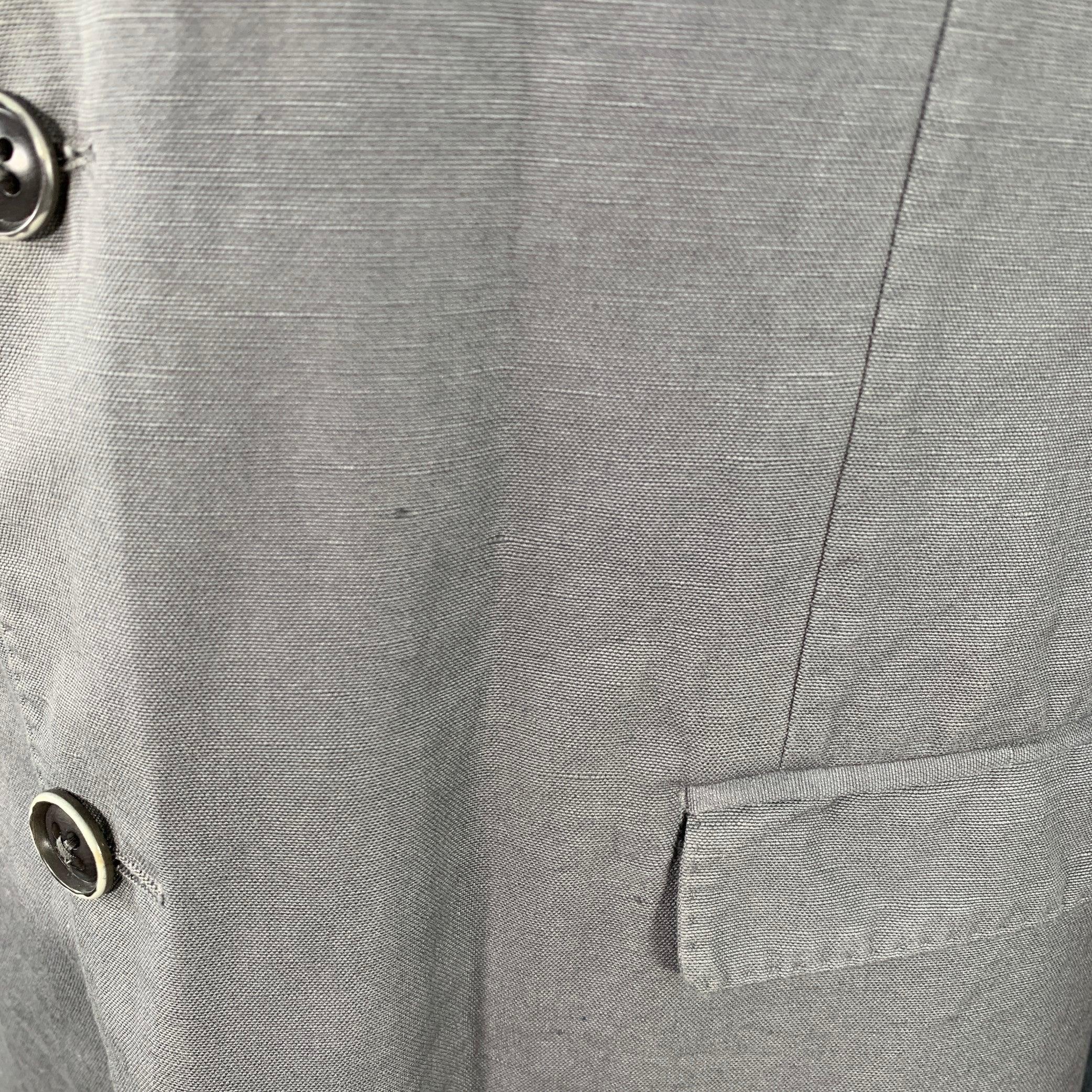 DOLCE & GABBANA Größe 42 Grauer Baumwoll-Leinen-Mantel mit Revers im Angebot 1