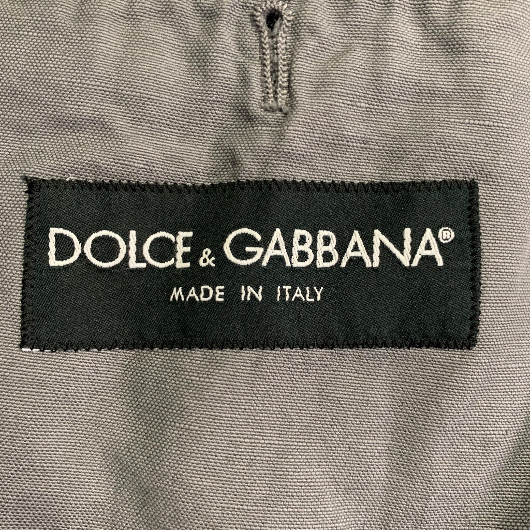 DOLCE & GABBANA Größe 42 Grauer Baumwoll-Leinen-Mantel mit Revers im Angebot 3