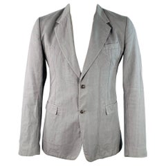 DOLCE & GABBANA Größe 42 Grauer Baumwoll-Leinen-Mantel mit Revers