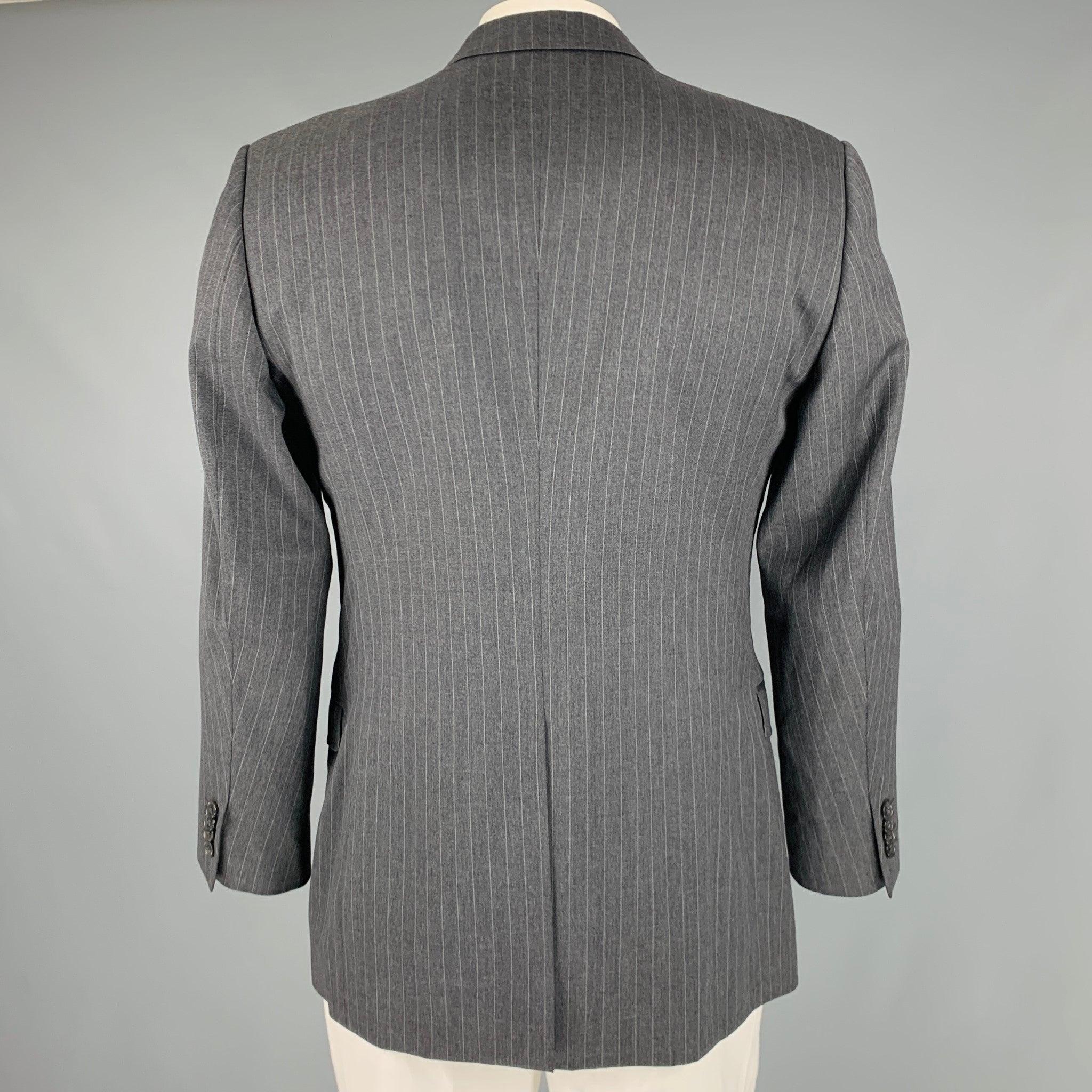 DOLCE & GABBANA Size 42 Grey White Pinstripe Virgin Wool Sport Coat In Excellent Condition For Sale In San Francisco, CA