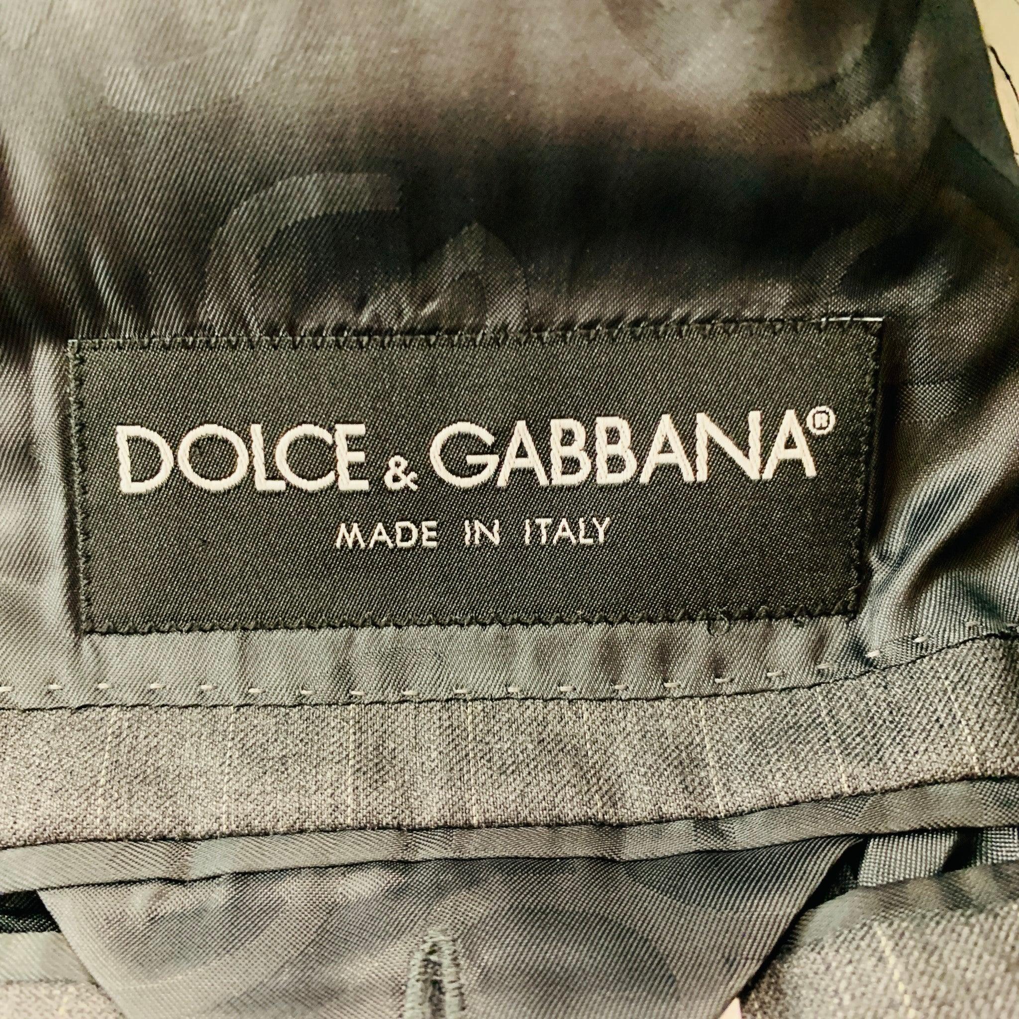 Men's DOLCE & GABBANA Size 42 Grey White Pinstripe Virgin Wool Sport Coat For Sale