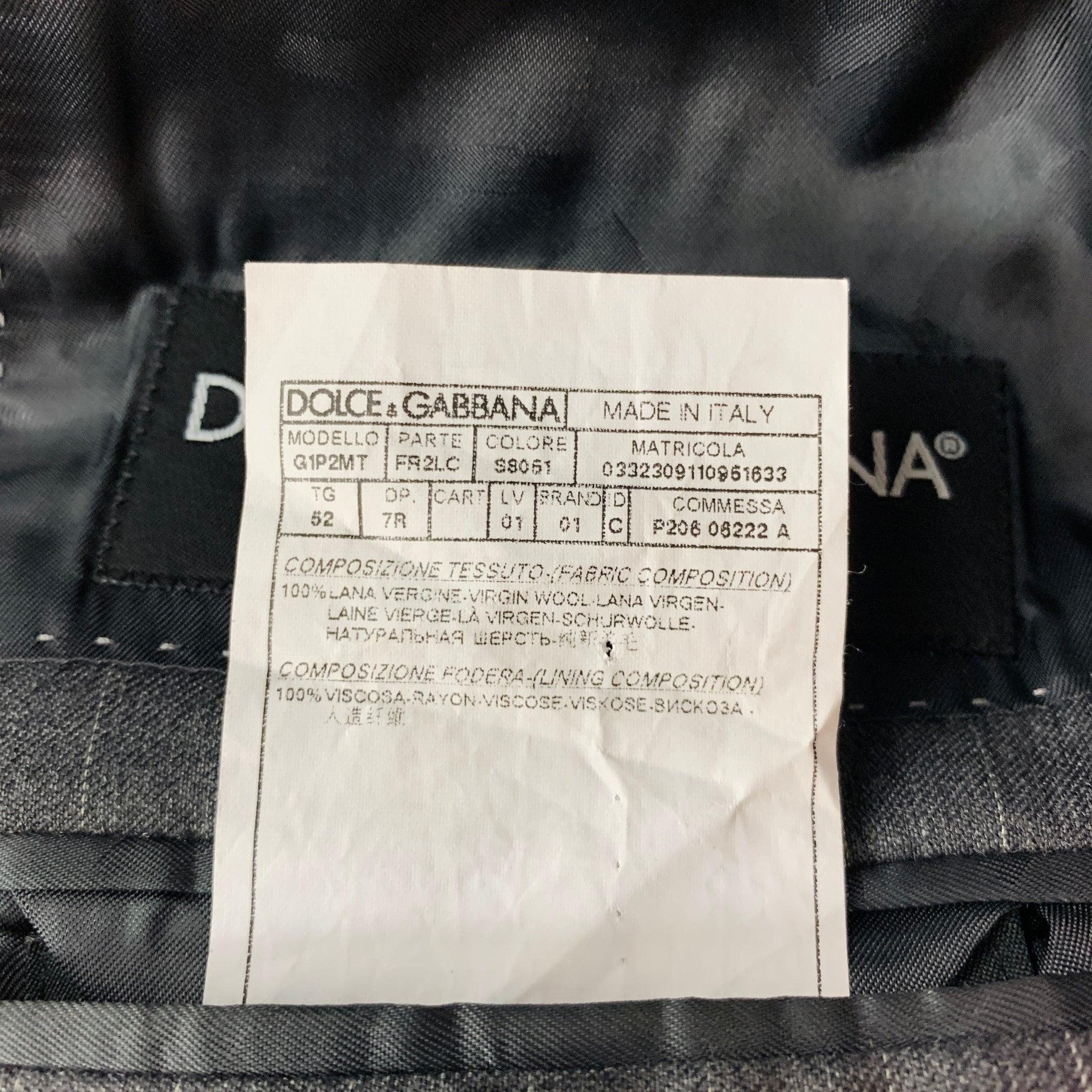 DOLCE & GABBANA Size 42 Grey White Pinstripe Virgin Wool Sport Coat For Sale 1