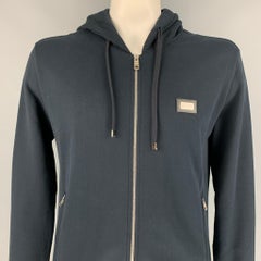 DOLCE & GABBANA Size 42 Midnight Blue Cotton Hoodie Jacket