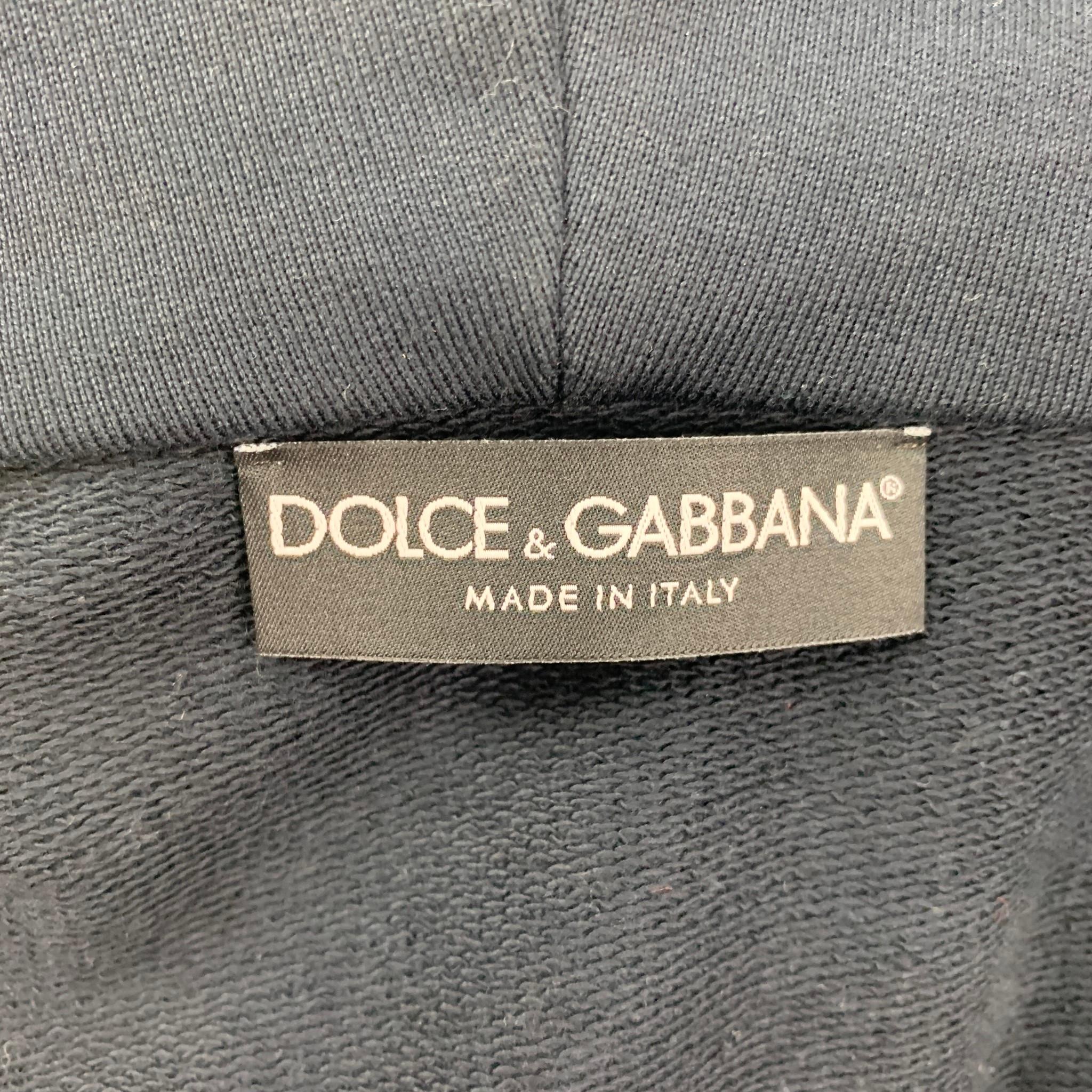 Men's DOLCE & GABBANA Size 42 Midnight Blue Cotton Hoodie Jacket