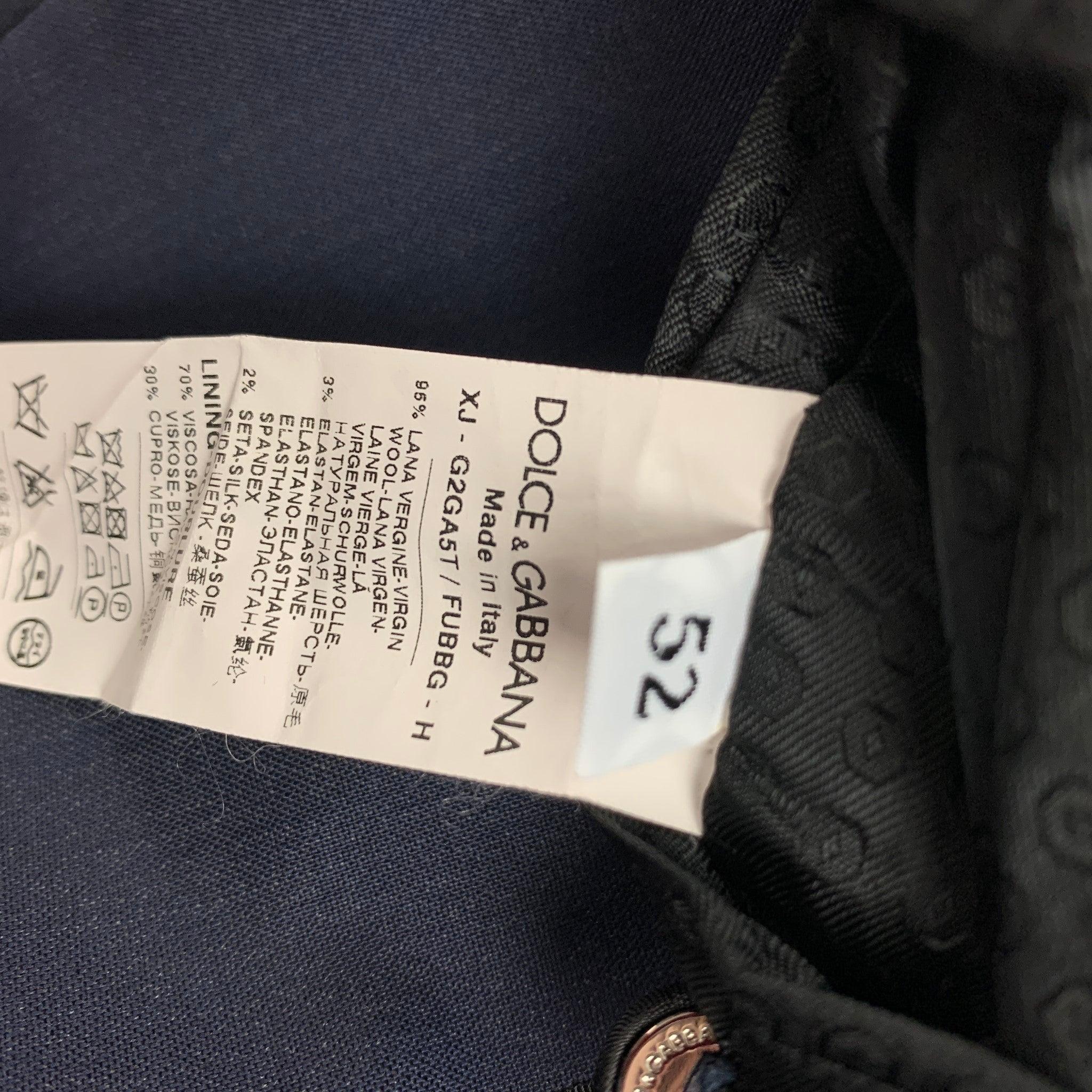 DOLCE & GABBANA Size 42 Navy Black Wool Blend Coat For Sale 1