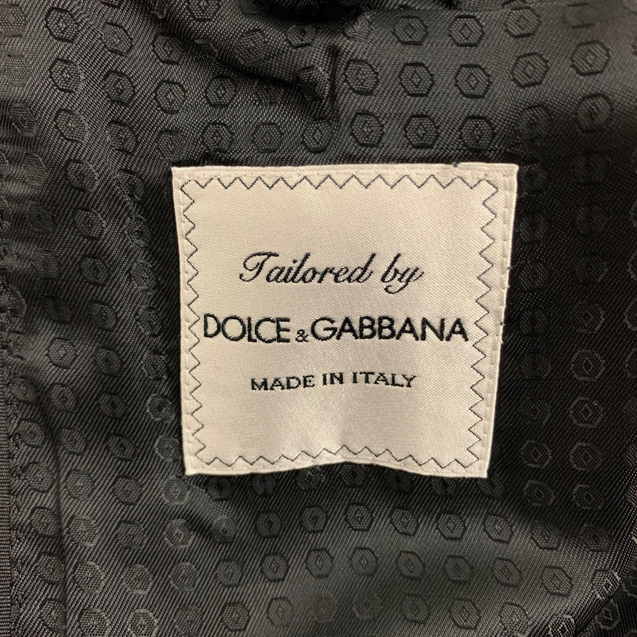 DOLCE & GABBANA Size 42 Navy Black Wool Blend Coat For Sale 2