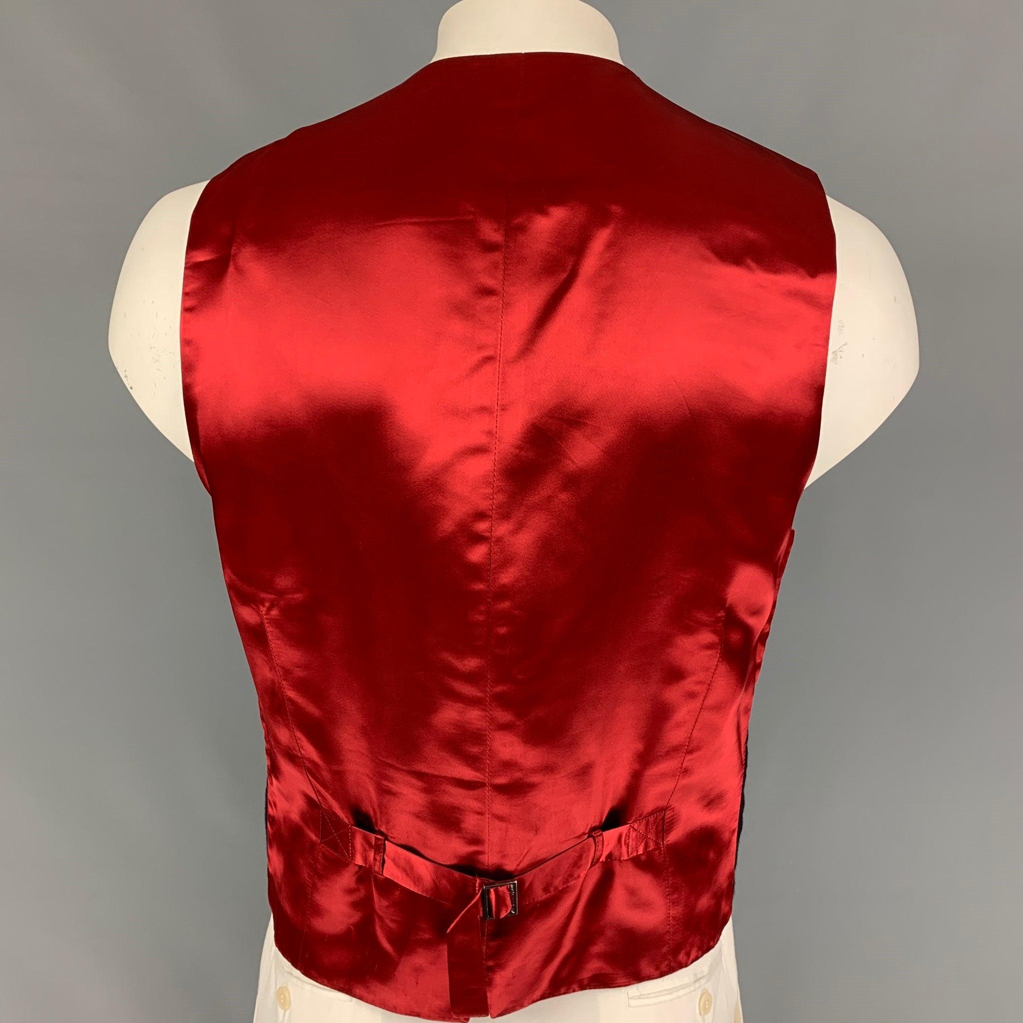 DOLCE & GABBANA Size 42 Navy Burgundy Vertical Stripe Vest In Good Condition For Sale In San Francisco, CA