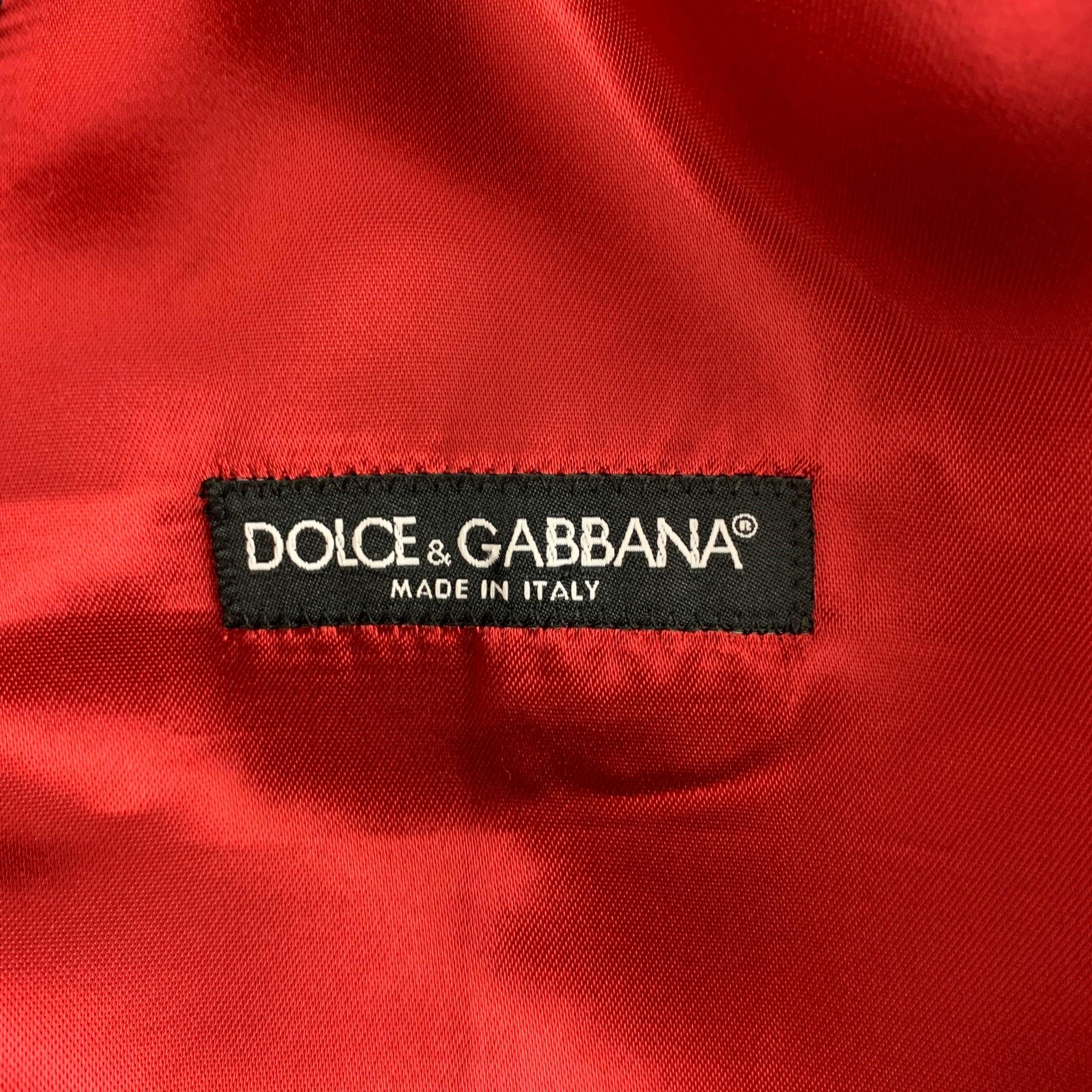 Men's DOLCE & GABBANA Size 42 Navy Burgundy Vertical Stripe Vest For Sale