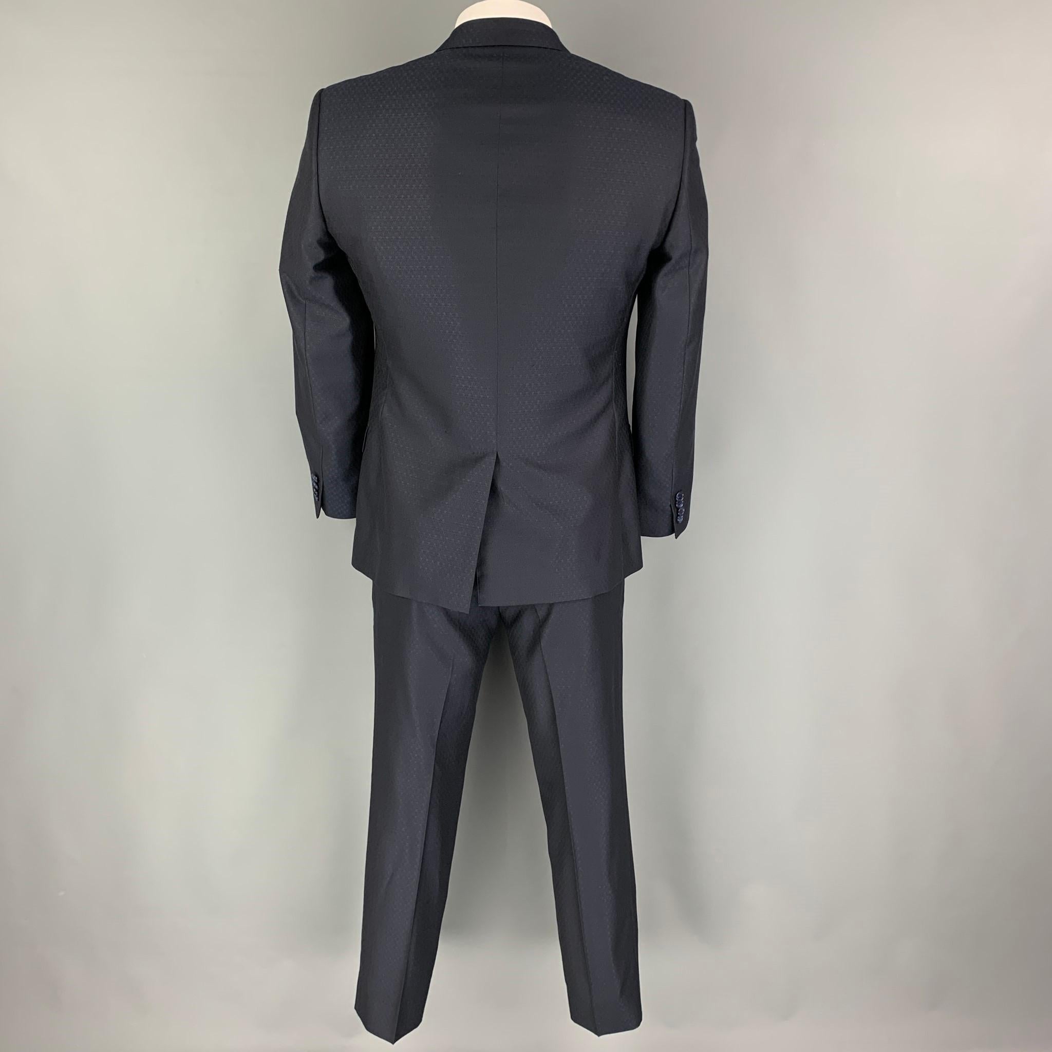 Black DOLCE & GABBANA Size 42 Navy Pattern Wool Blend Suit