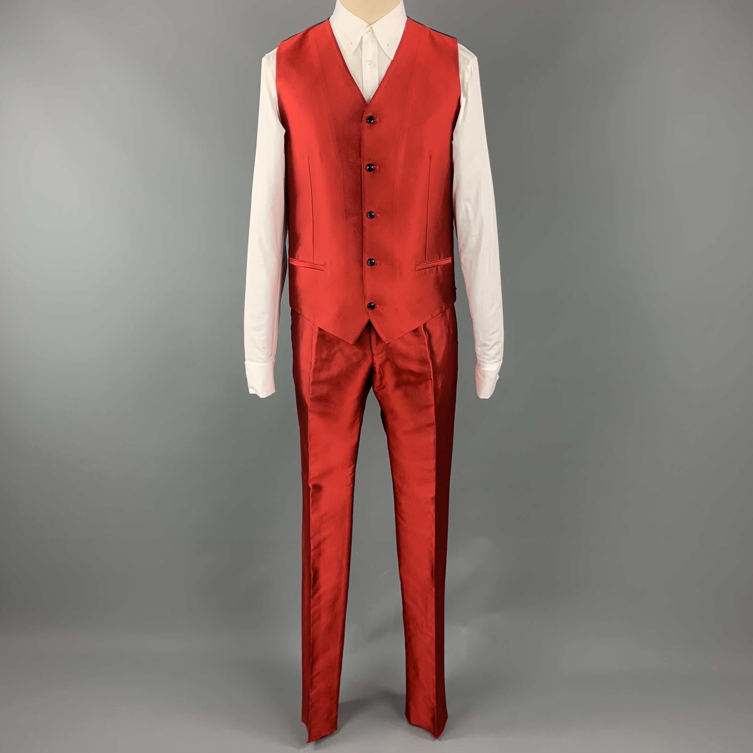 red silk suit mens