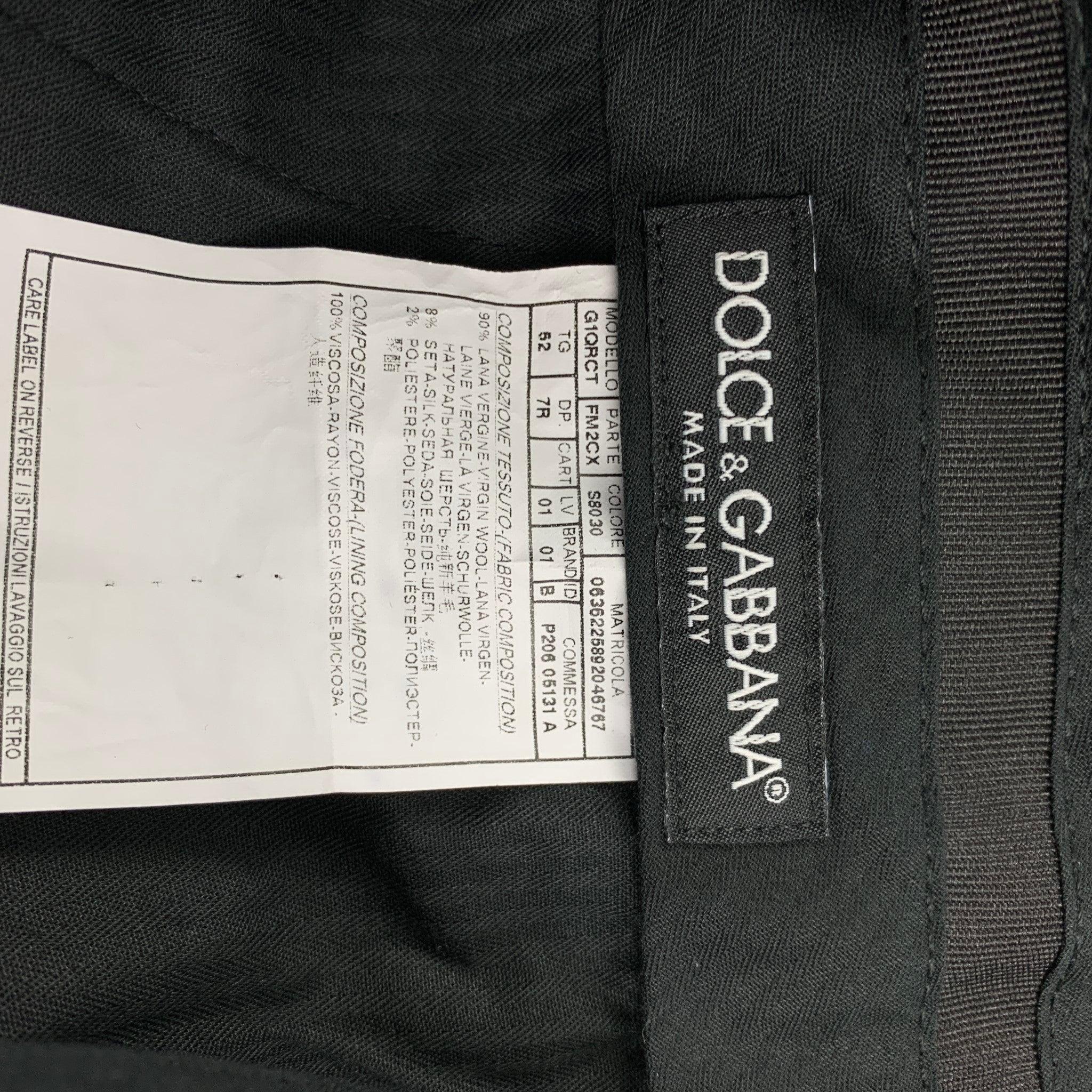 Dolce & Gabbana Taille 42 Regular Charcoal Black Wool Blend Vest Suit en vente 4