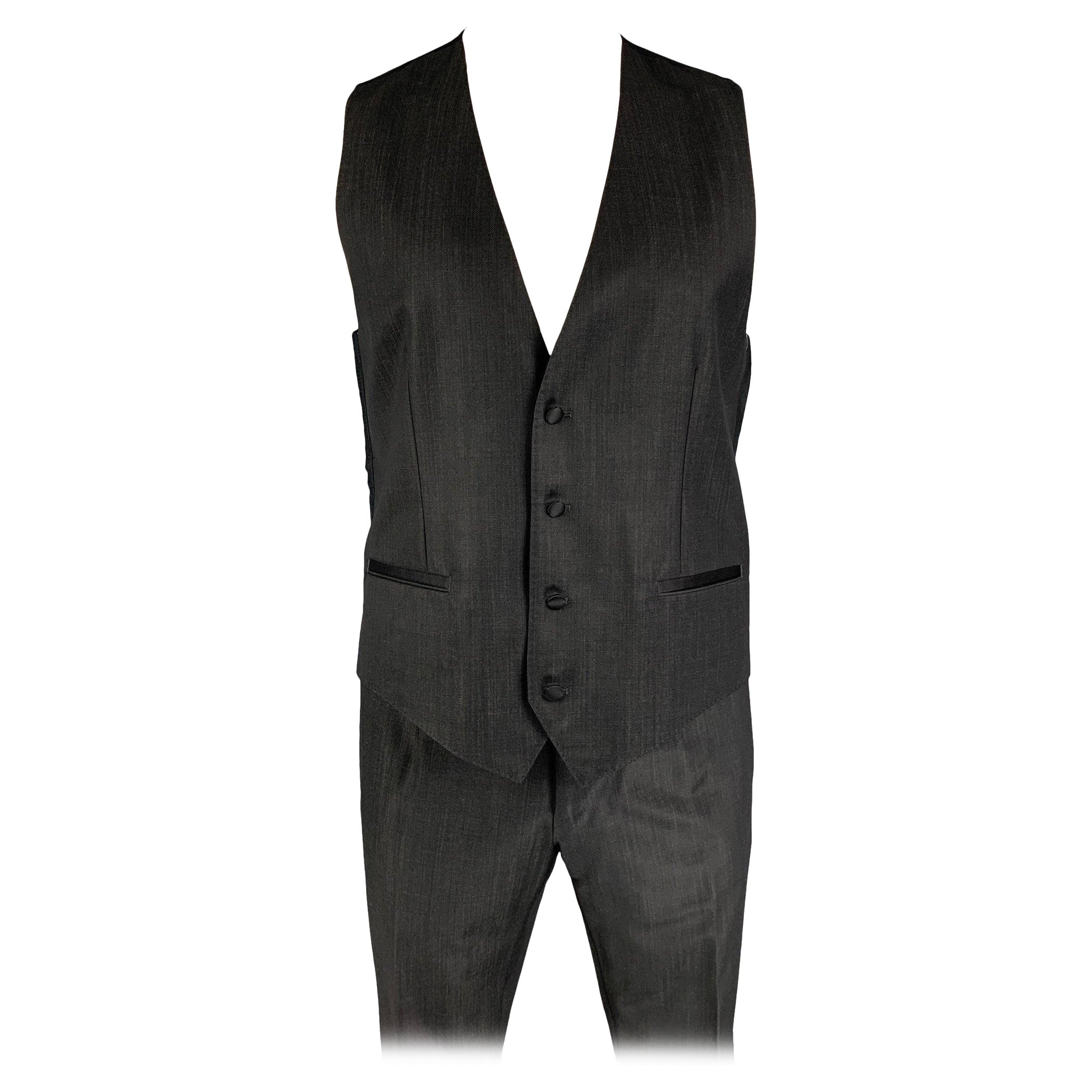 Traje Chaleco Mezcla Lana Negro Carbón DOLCE & GABBANA Talla 42 Regular