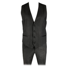 Traje Chaleco Mezcla Lana Negro Carbón DOLCE & GABBANA Talla 42 Regular
