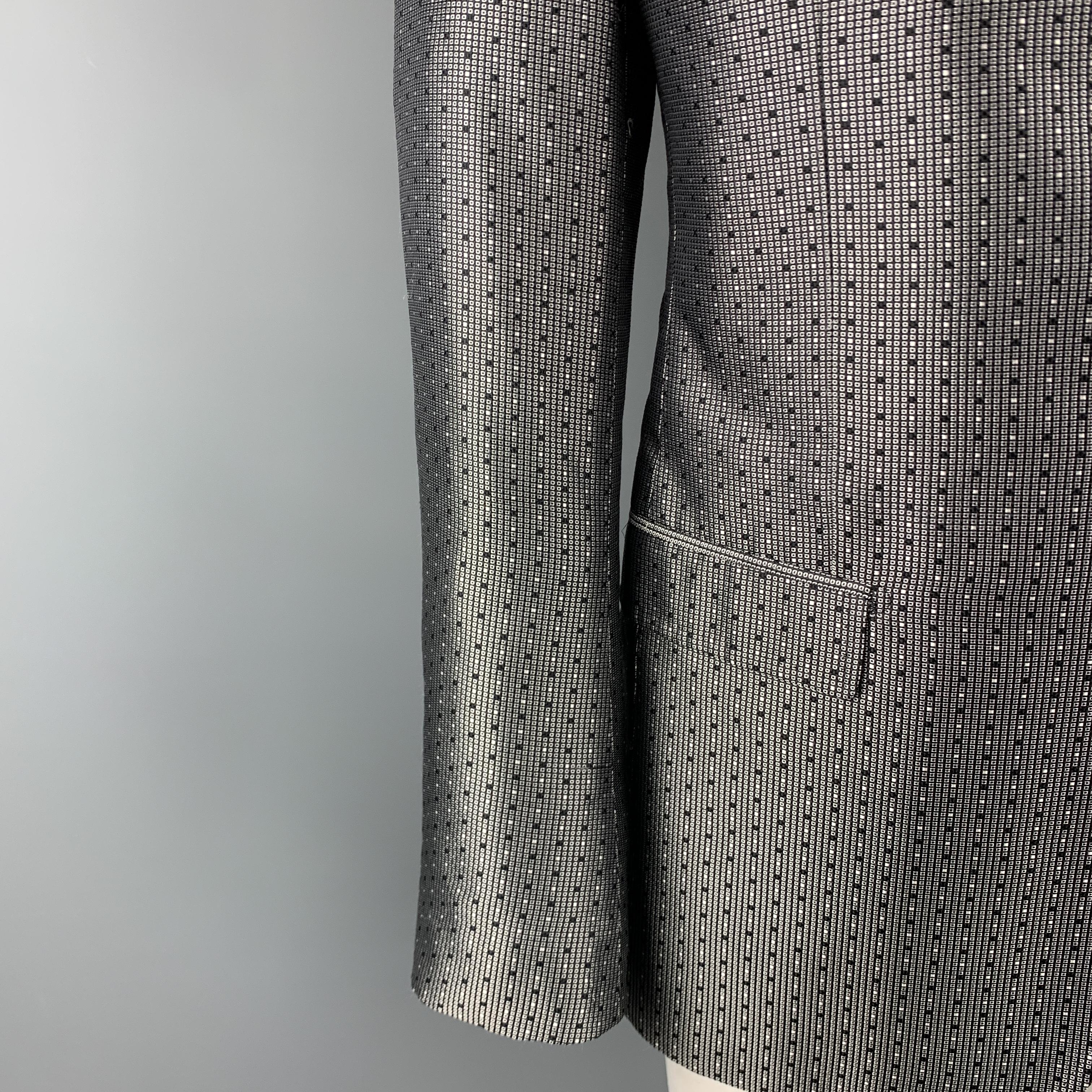 Gray DOLCE & GABBANA Size 42 Regular Silver & Black Jacquard Silk Sport Coat
