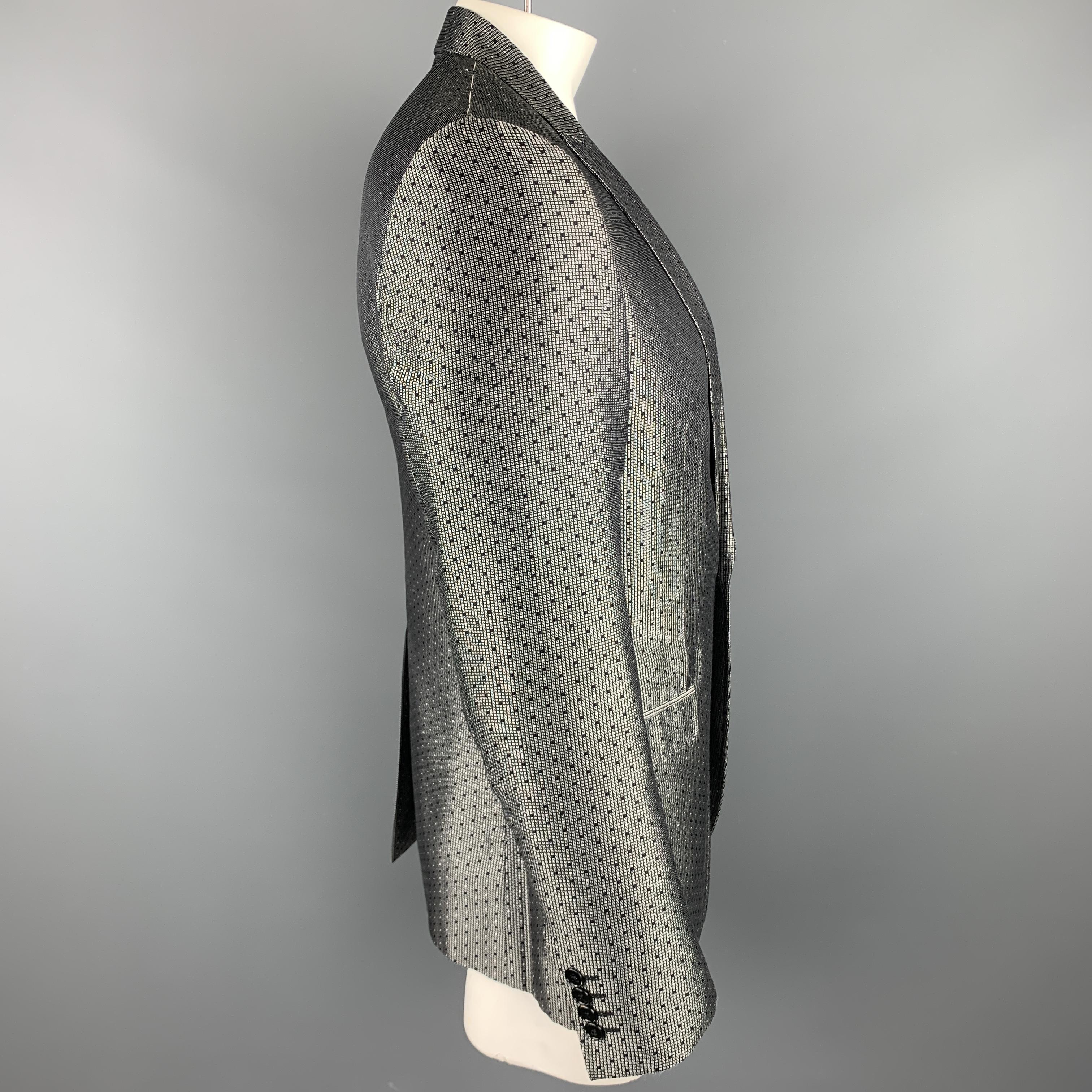 Men's DOLCE & GABBANA Size 42 Regular Silver & Black Jacquard Silk Sport Coat