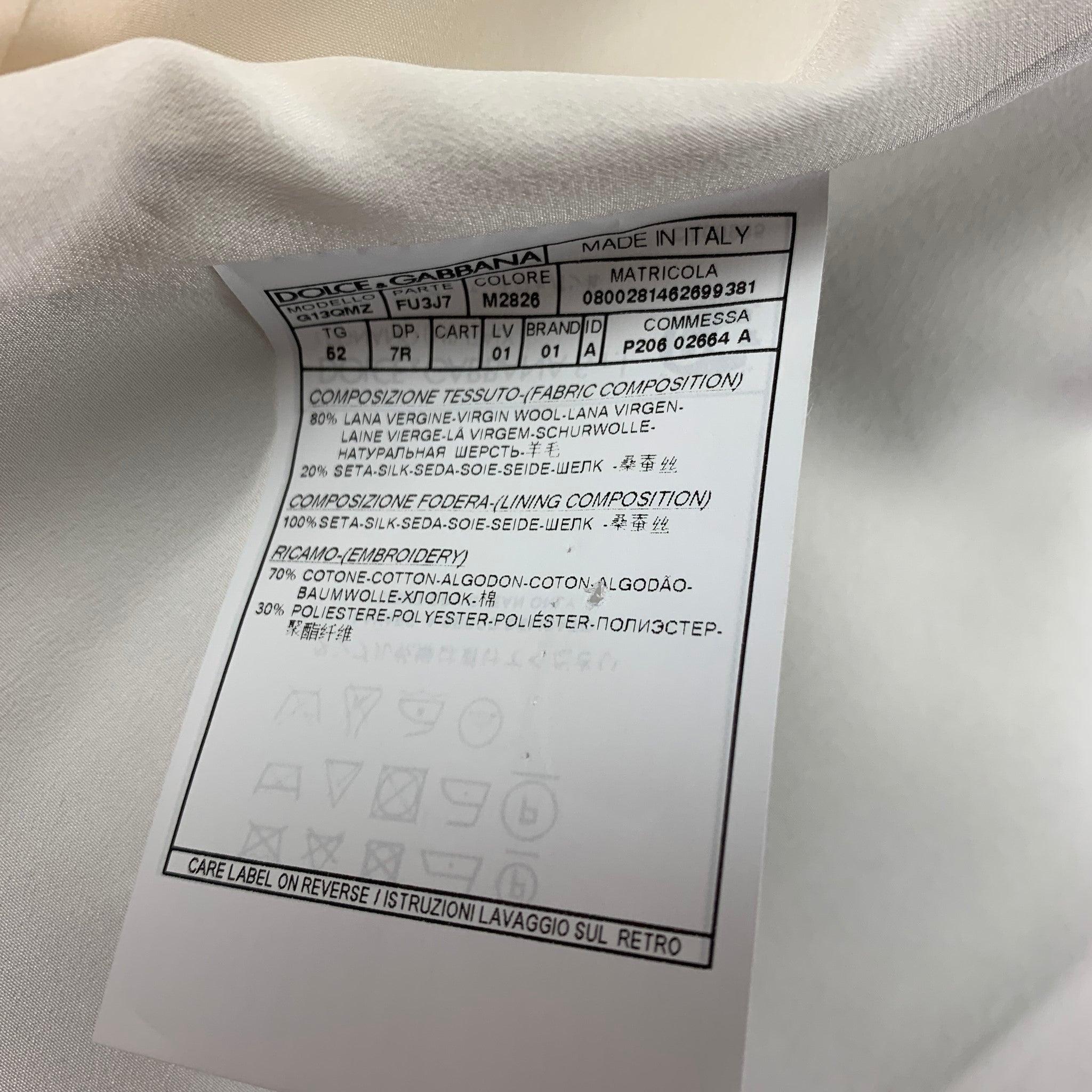 Men's DOLCE & GABBANA Size 42 Silver Beige Wool Silk Vest For Sale