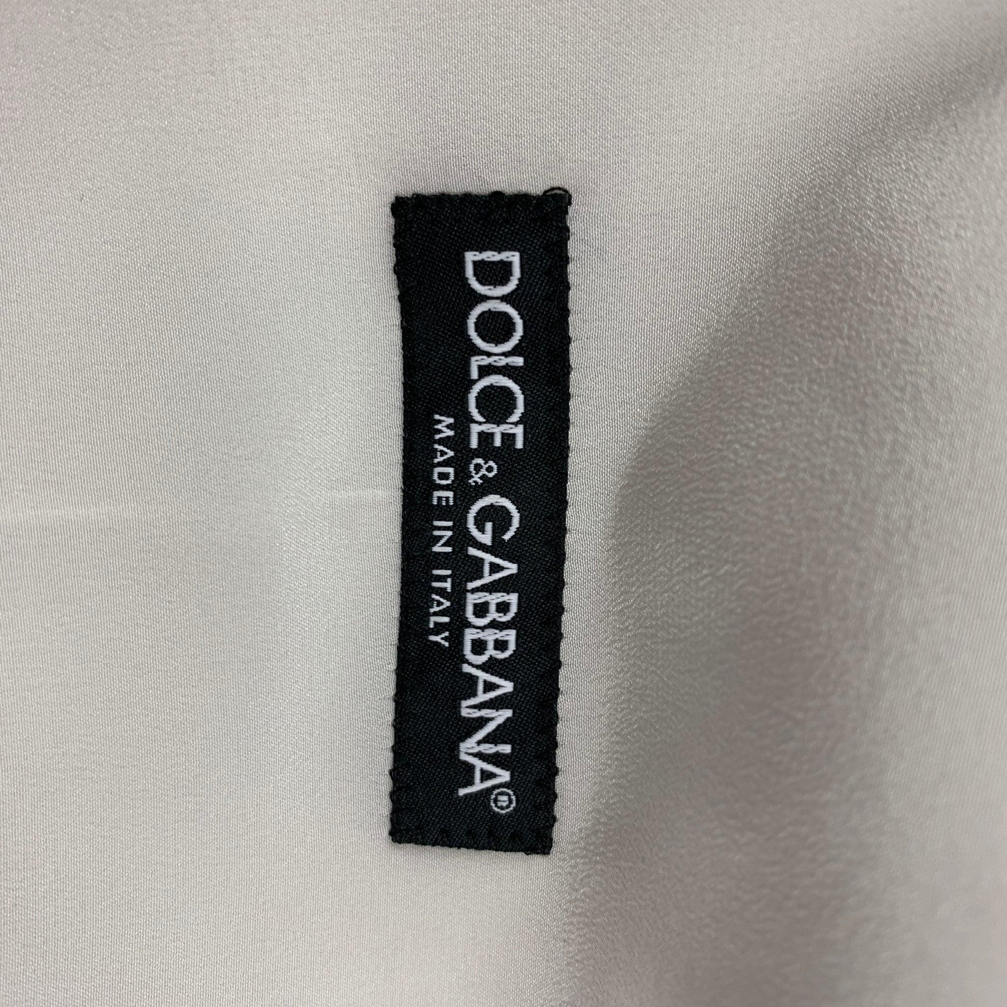 DOLCE & GABBANA Size 42 Silver Beige Wool Silk Vest For Sale 2