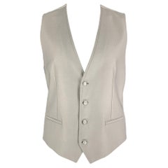 DOLCE & GABBANA Size 42 Silver Beige Wool Silk Vest